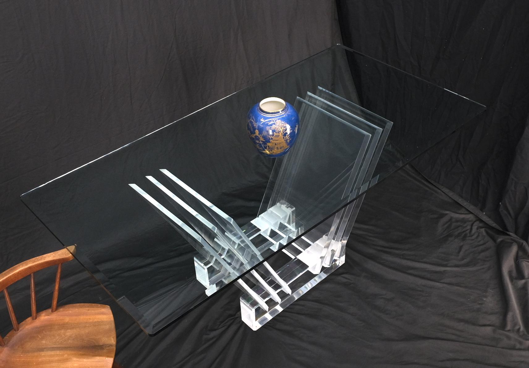 Zusammenklappbarer Esstisch mit Glasplatte aus Lucite, Mitte des Jahrhunderts, Modern im Angebot 1