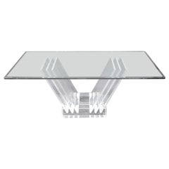 Mesa de comedor plegable con base de lucita y tapa de cristal Moderna de mediados de siglo