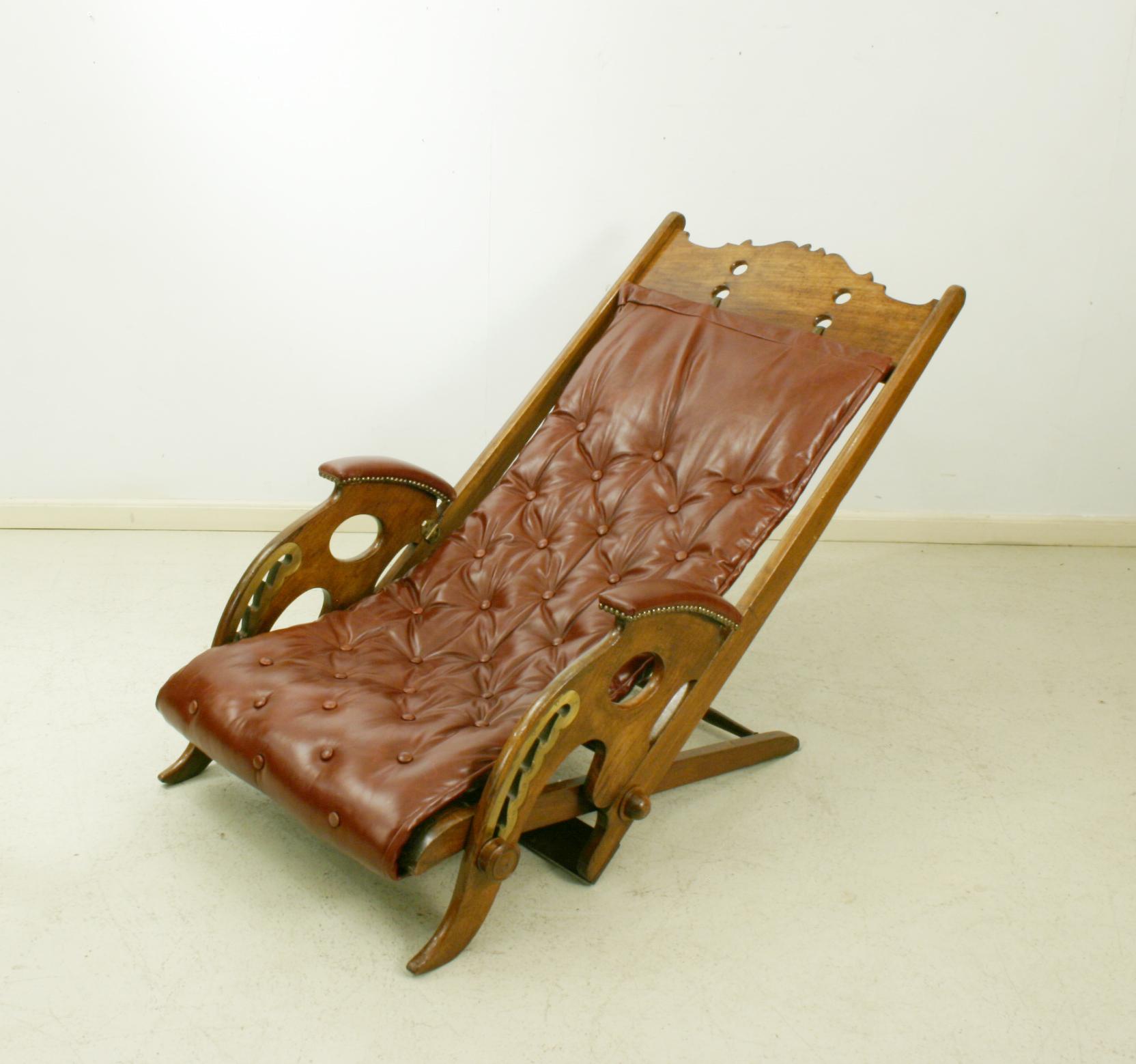 Late 19th Century Folding Colonial Campaign Chair, J Herbert McNair, Reclining Anglo-Indian