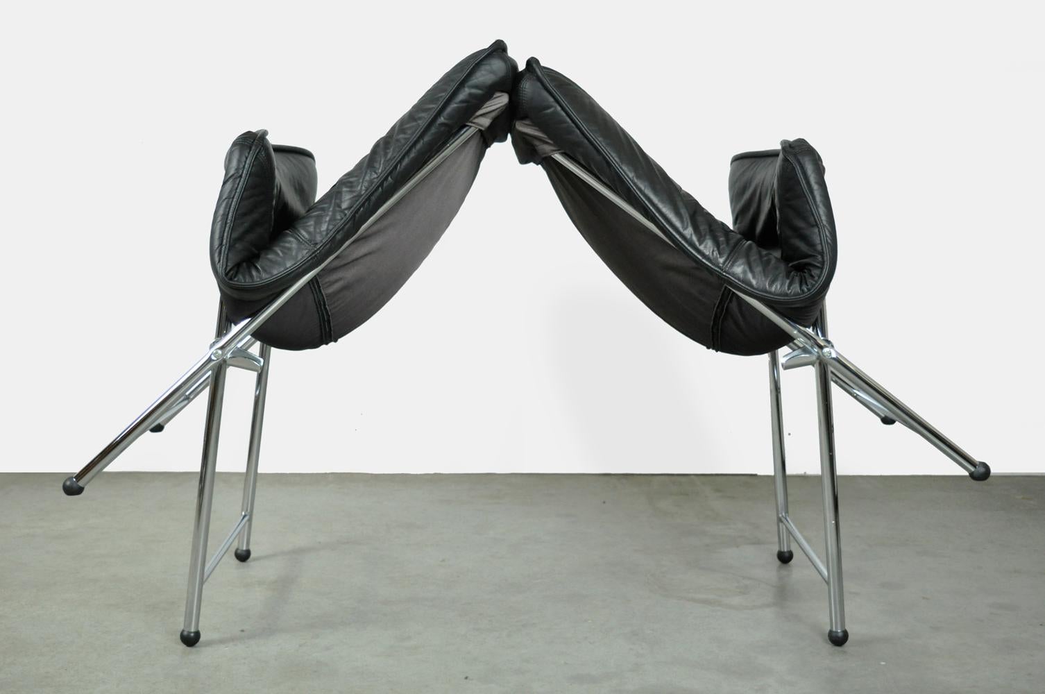 Folding designer armchairs designed by Teun van Zanten for Molinari, Italy 1970s 6