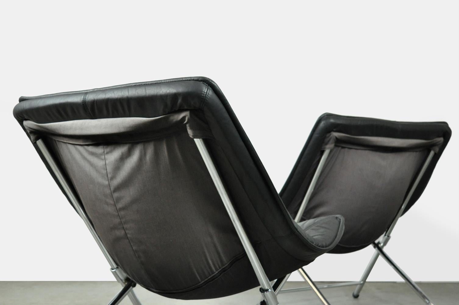 Metal Folding designer armchairs designed by Teun van Zanten for Molinari, Italy 1970s