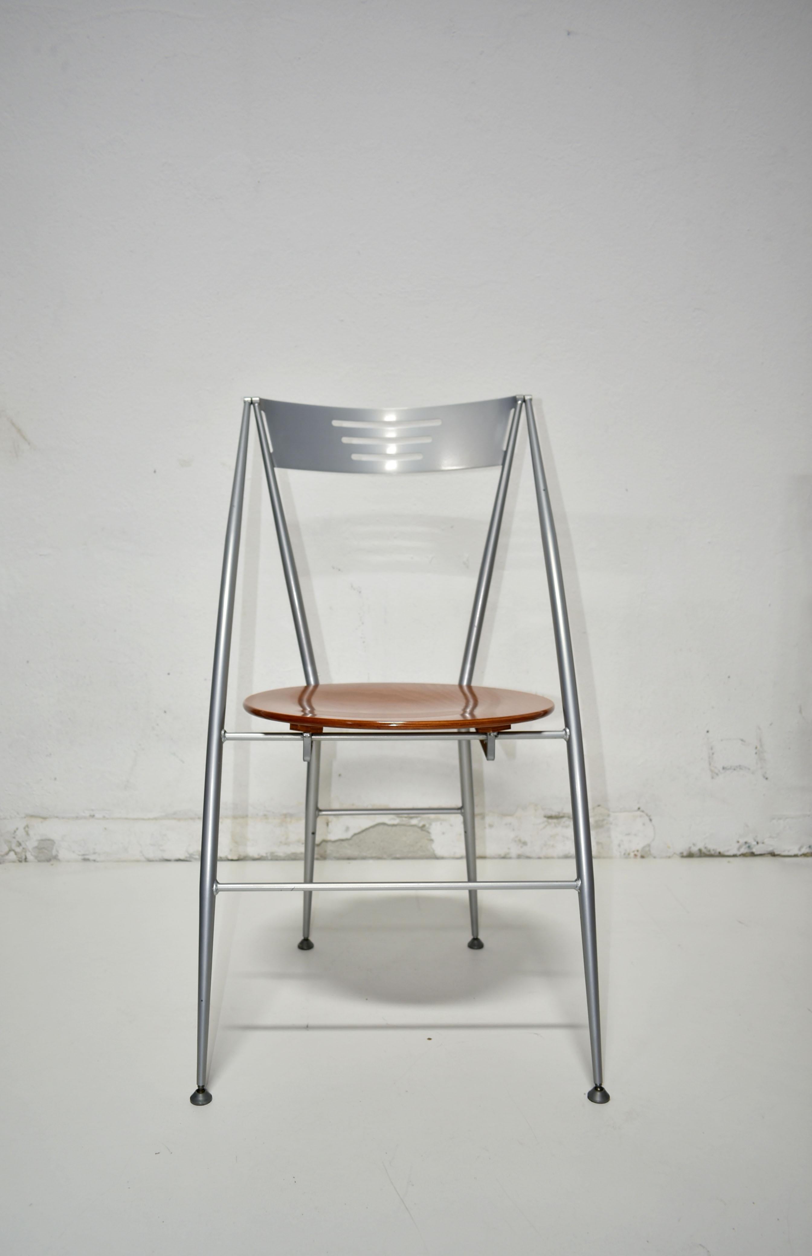 Calligaris Three x 1980s Postmodern folding dining chairs by Calligaris Made in Italy Retro 
