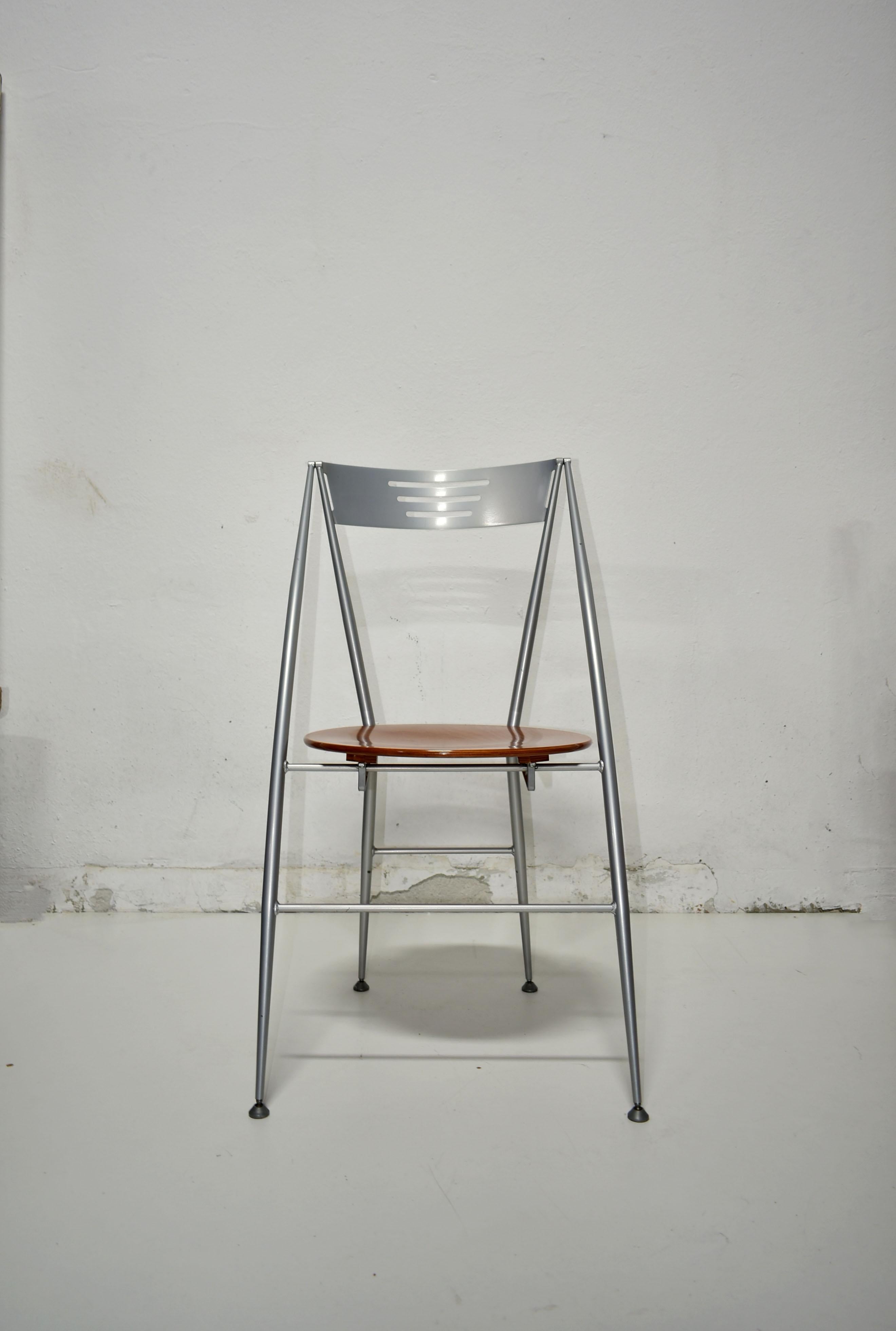 Post-Modern Folding Dining Chair by Calligaris, Italy 1980s, Postmodern Design For Sale