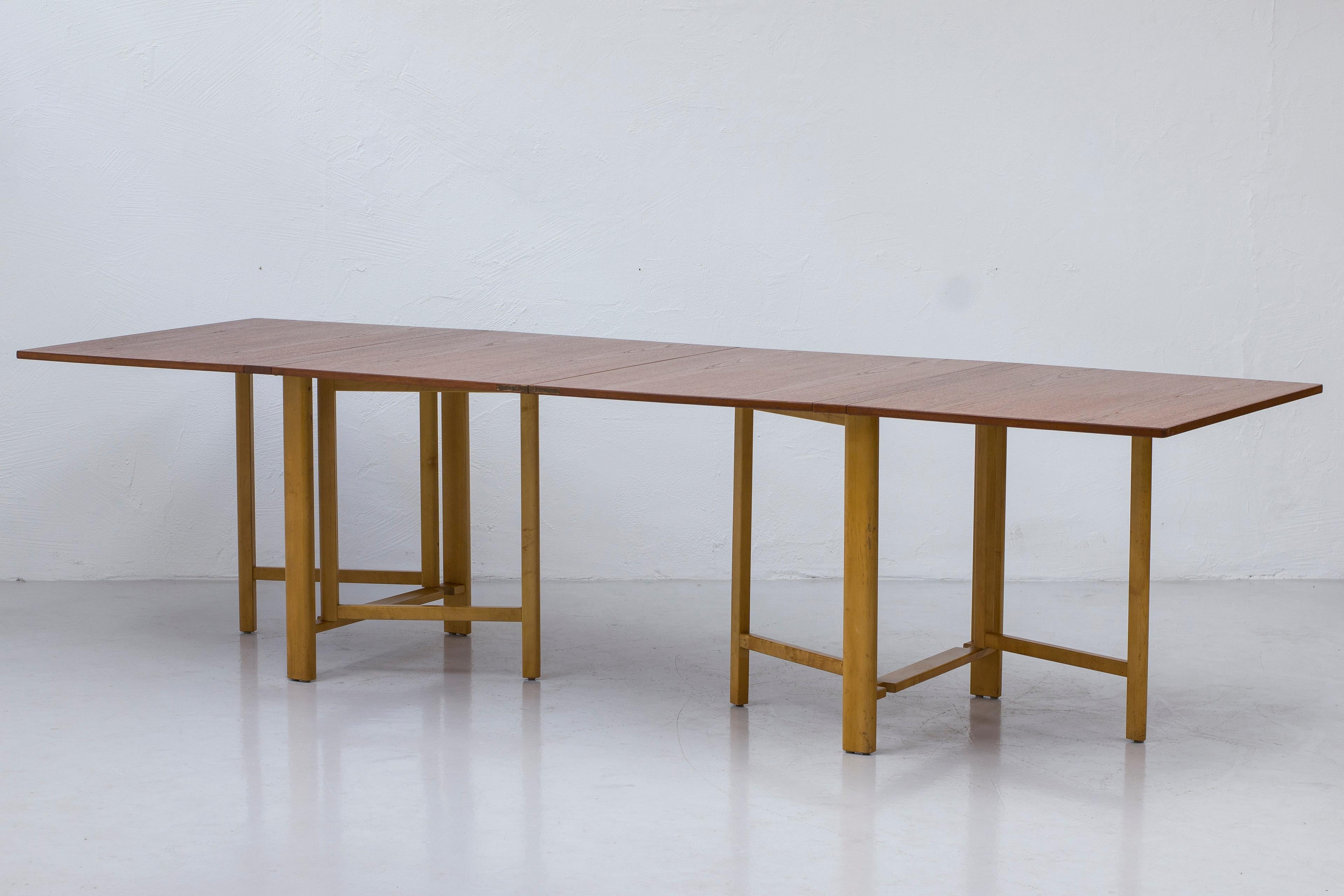 Folding dining table by Bruno Mathsson, Firma Karl Mathsson, Sweden, 1950s For Sale 7