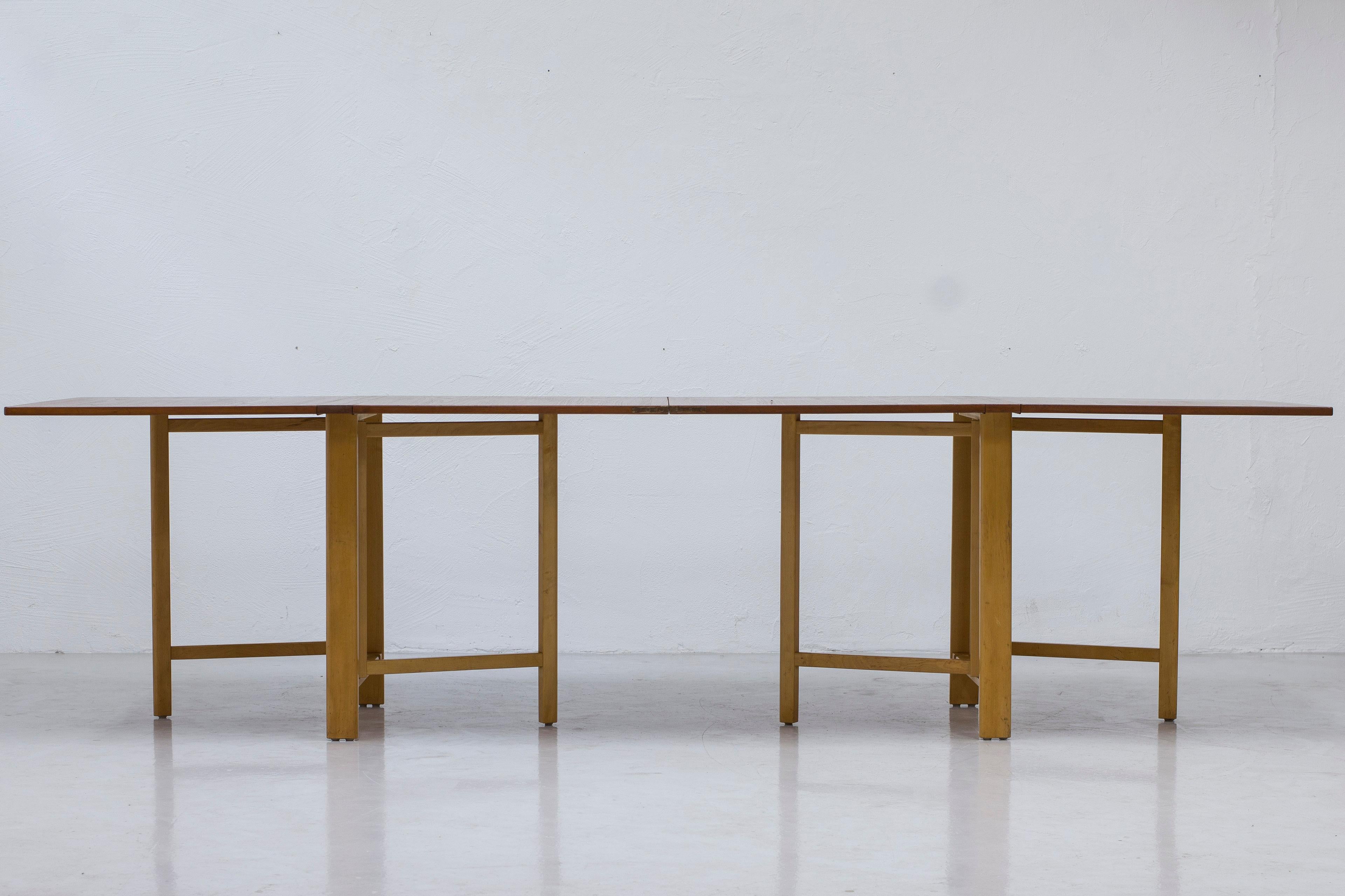 Folding dining table by Bruno Mathsson, Firma Karl Mathsson, Sweden, 1950s For Sale 11