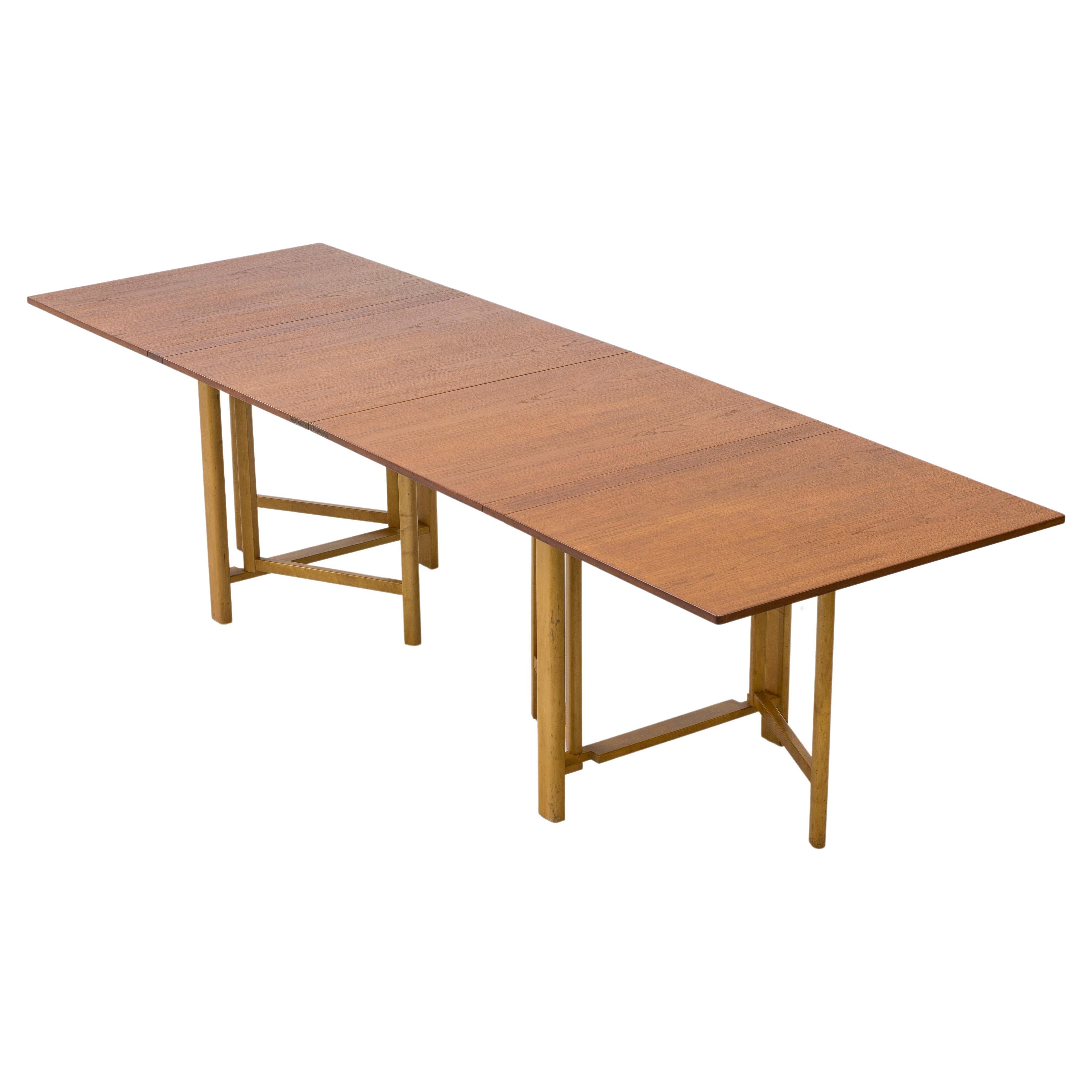 Folding dining table by Bruno Mathsson, Firma Karl Mathsson, Sweden, 1950s For Sale