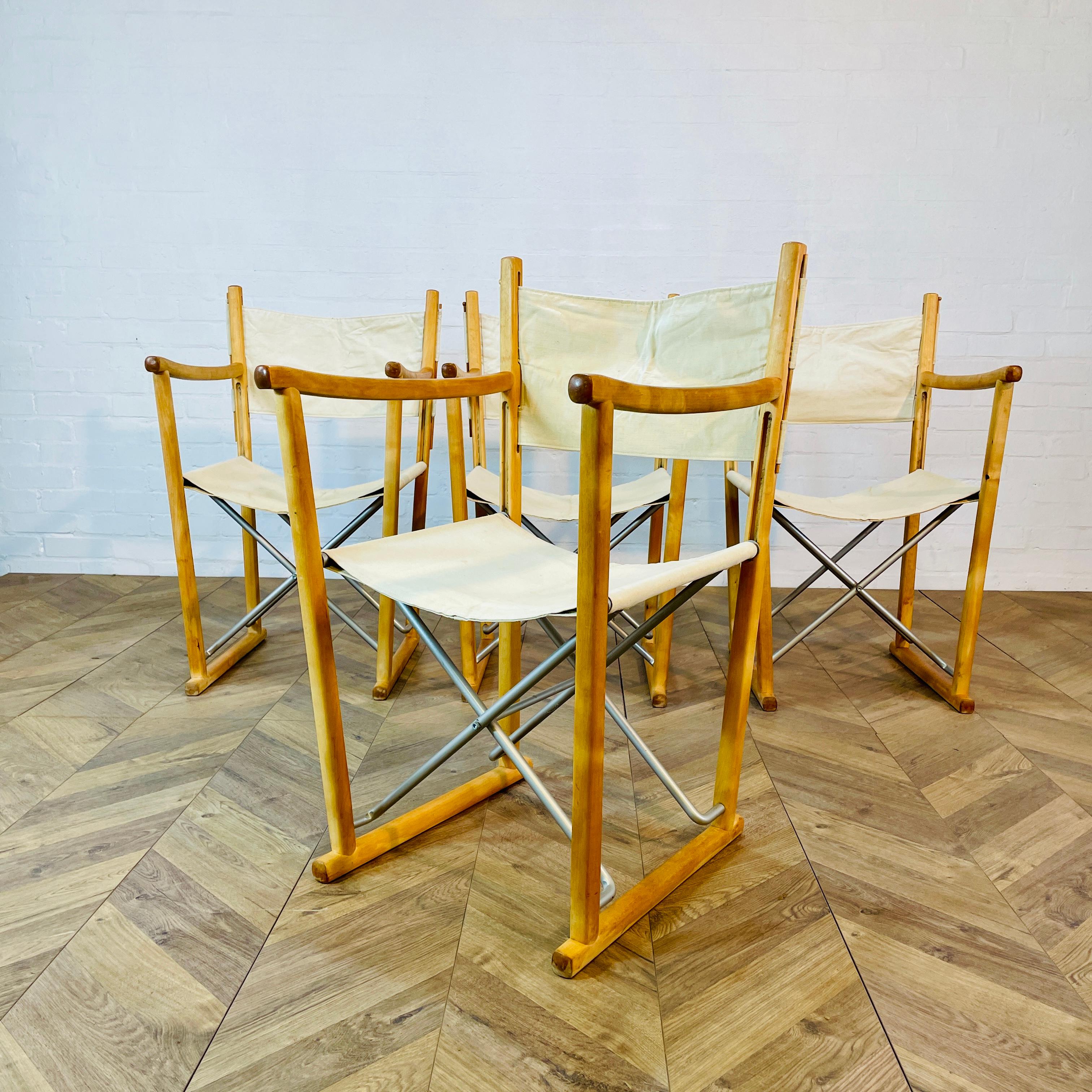Folding Director Chairs by Peter Karpf for Skagerak Trip Trap Denmark, Set of 4 For Sale 3