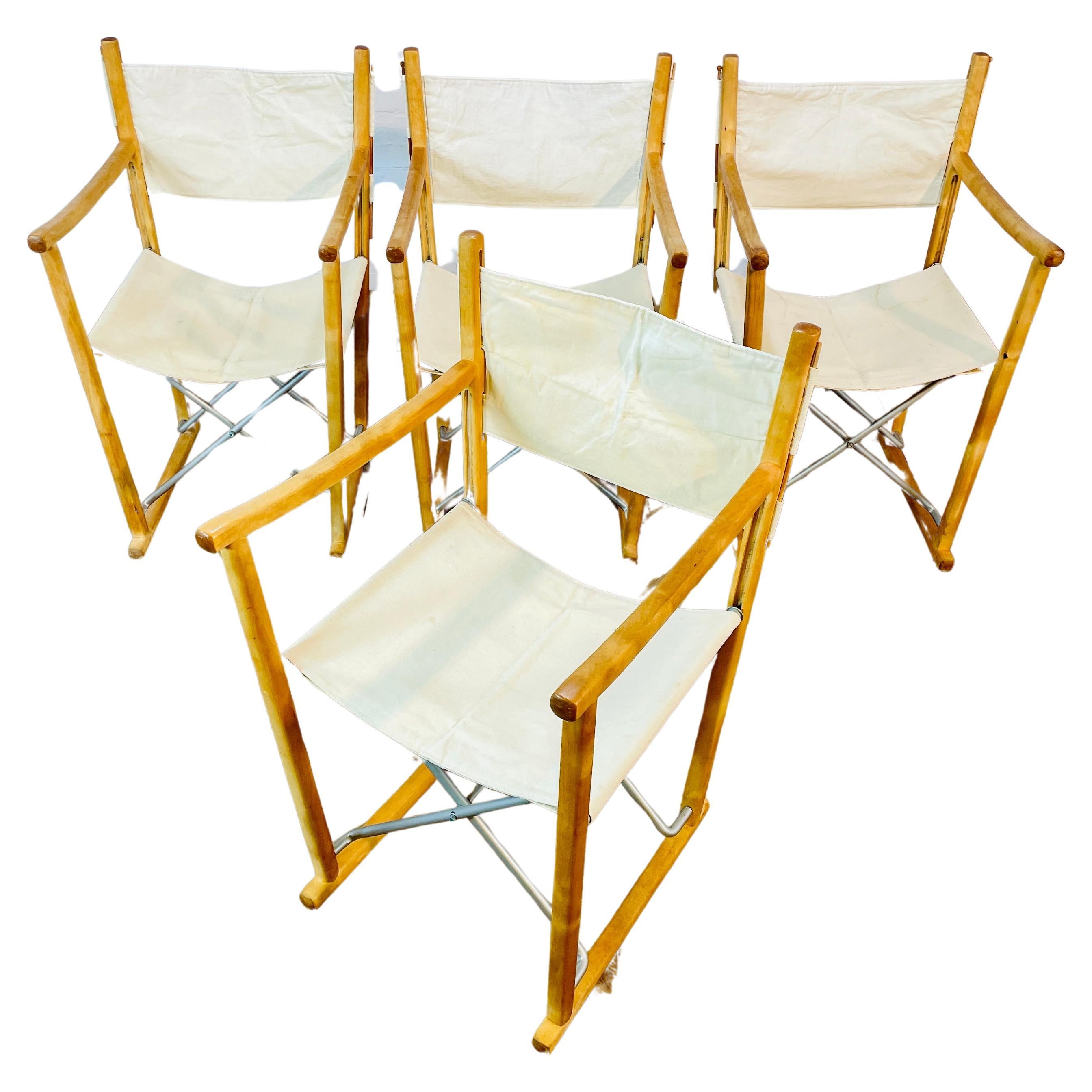 Folding Director Chairs by Peter Karpf for Skagerak Trip Trap Denmark, Set of 4 For Sale