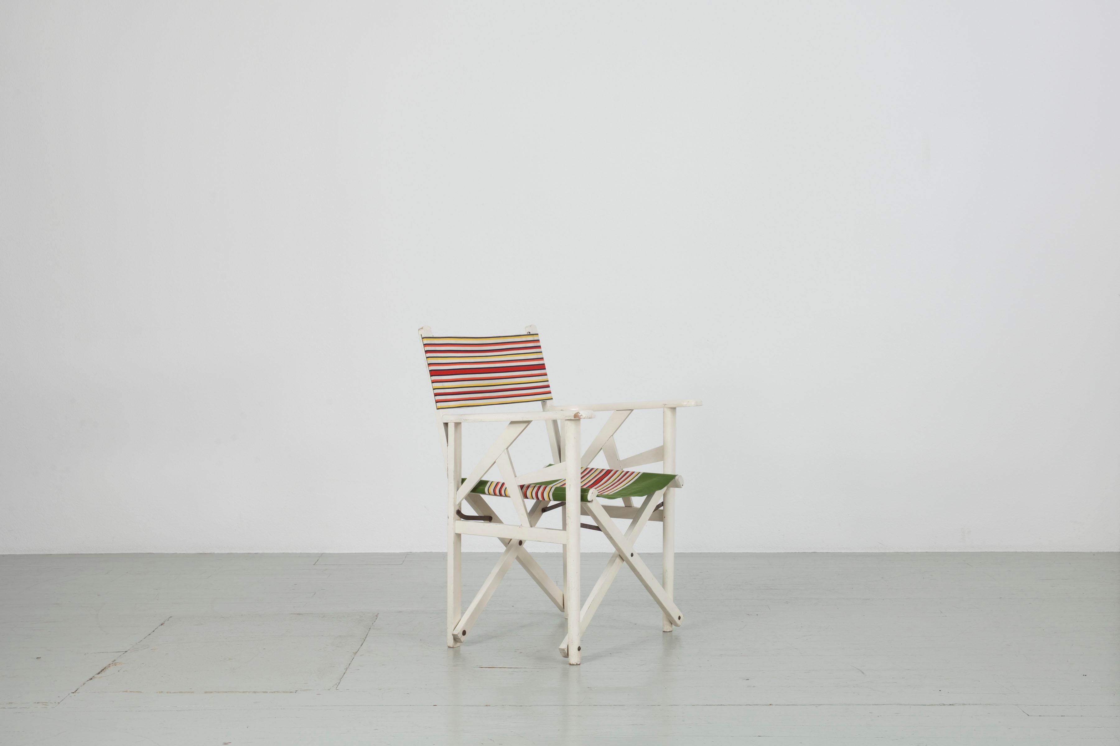 Folding Director's Chair mit schönem Originalcover, Italien, 1970er Jahre (Moderne der Mitte des Jahrhunderts) im Angebot