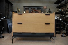 Folding Doors Oak Cabinet by Gerard Guermonprez, France, 1950