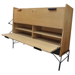 Folding Doors Oak Cabinet by Gerard Guermonprez, France, 1950