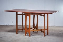 Folding Ellipse Teak Table by Bendt Winge for Kleppes, 1950s