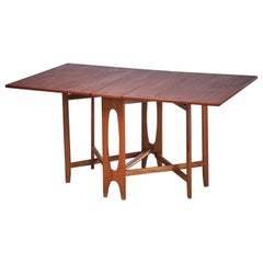  Folding Ellipse Teak Table by Bendt Winge for Kleppes, 1950s