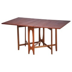 Folding Ellipse Teak Table by Bendt Winge for Kleppes, 1950s