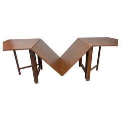 Antique Folding Expanding Dining Table in the Style of Bruno Mathsson Maria Flap