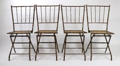 Folding Five-Piece Faux Bamboo Card Table Cafe Table Set