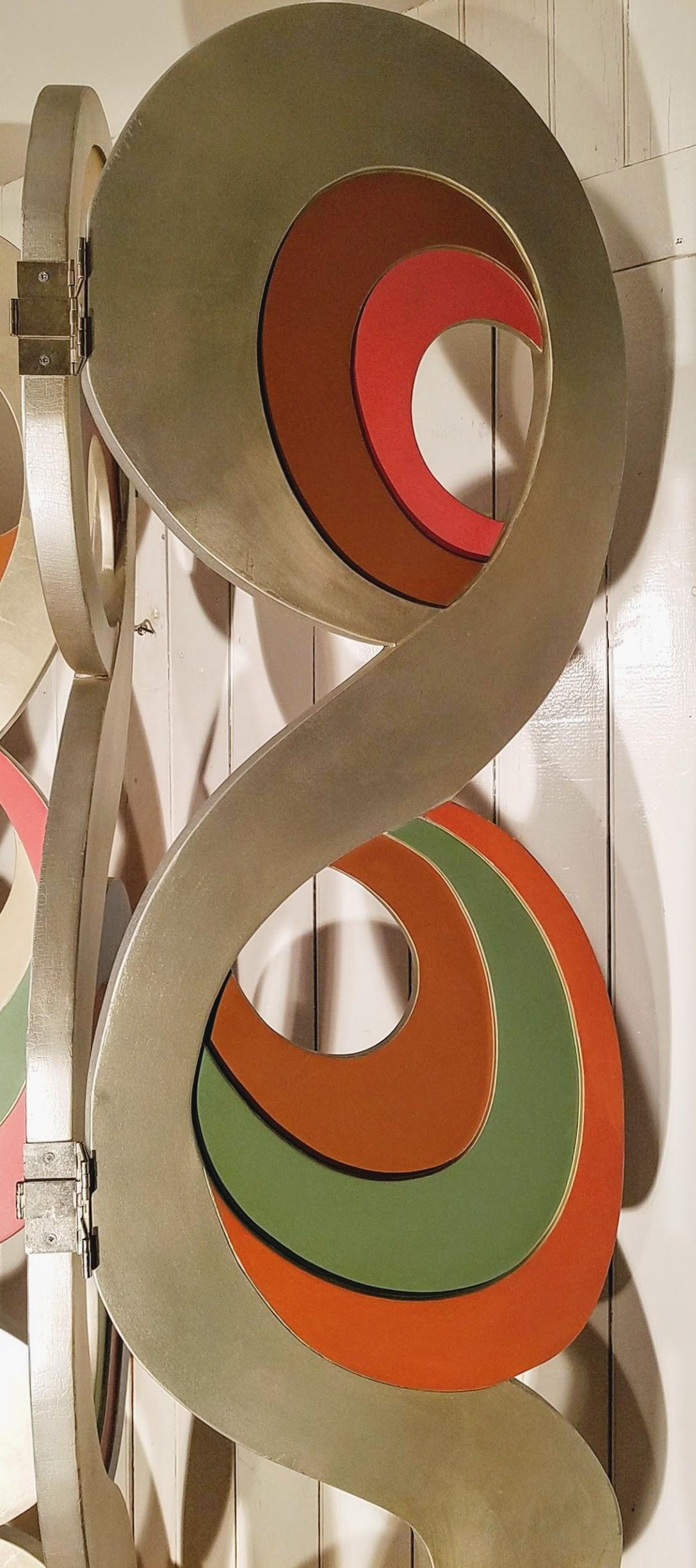 Folding Floor Screen Aluminum Leaf France or Italy, 1980s In Good Condition In Camden, ME