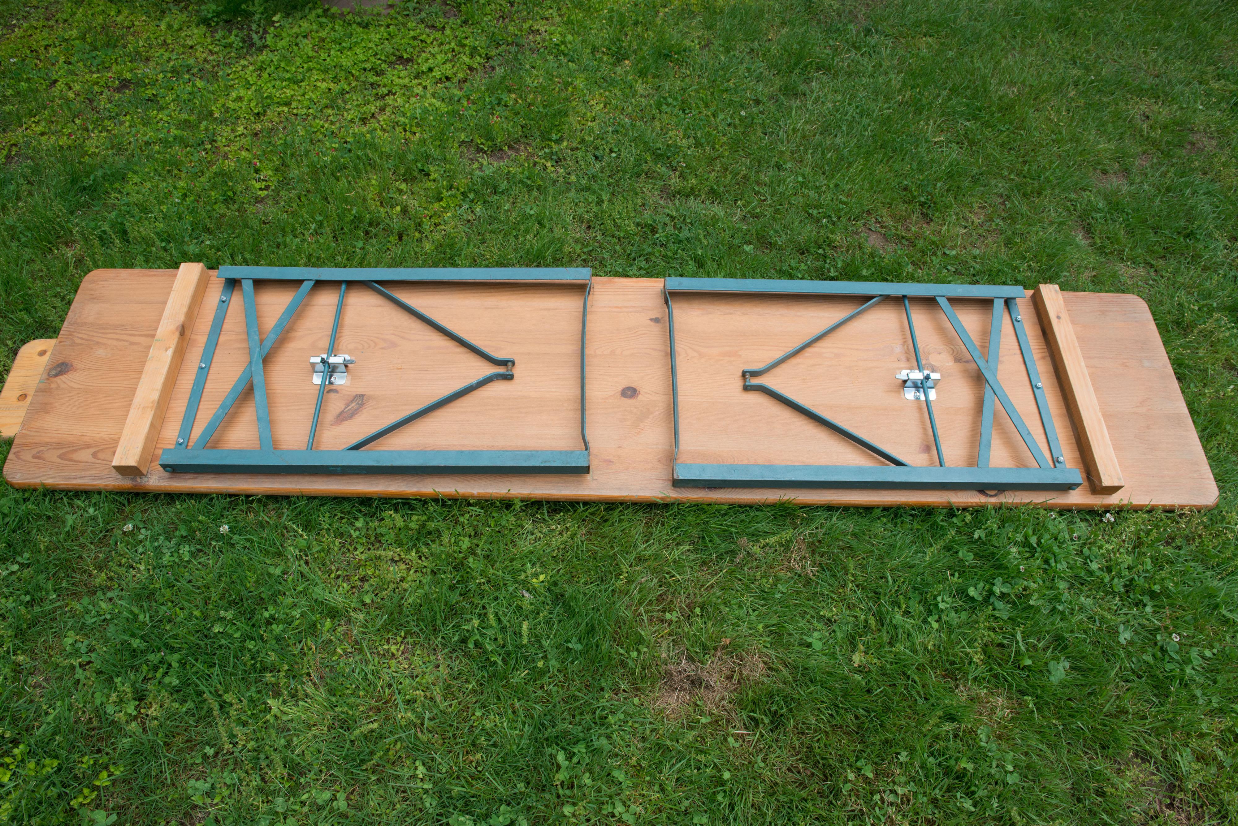 Folding German Picnic Table with Benches For Sale 3