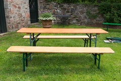 Folding German Picnic Table Set with Benches, Wood and Metal, 1970s