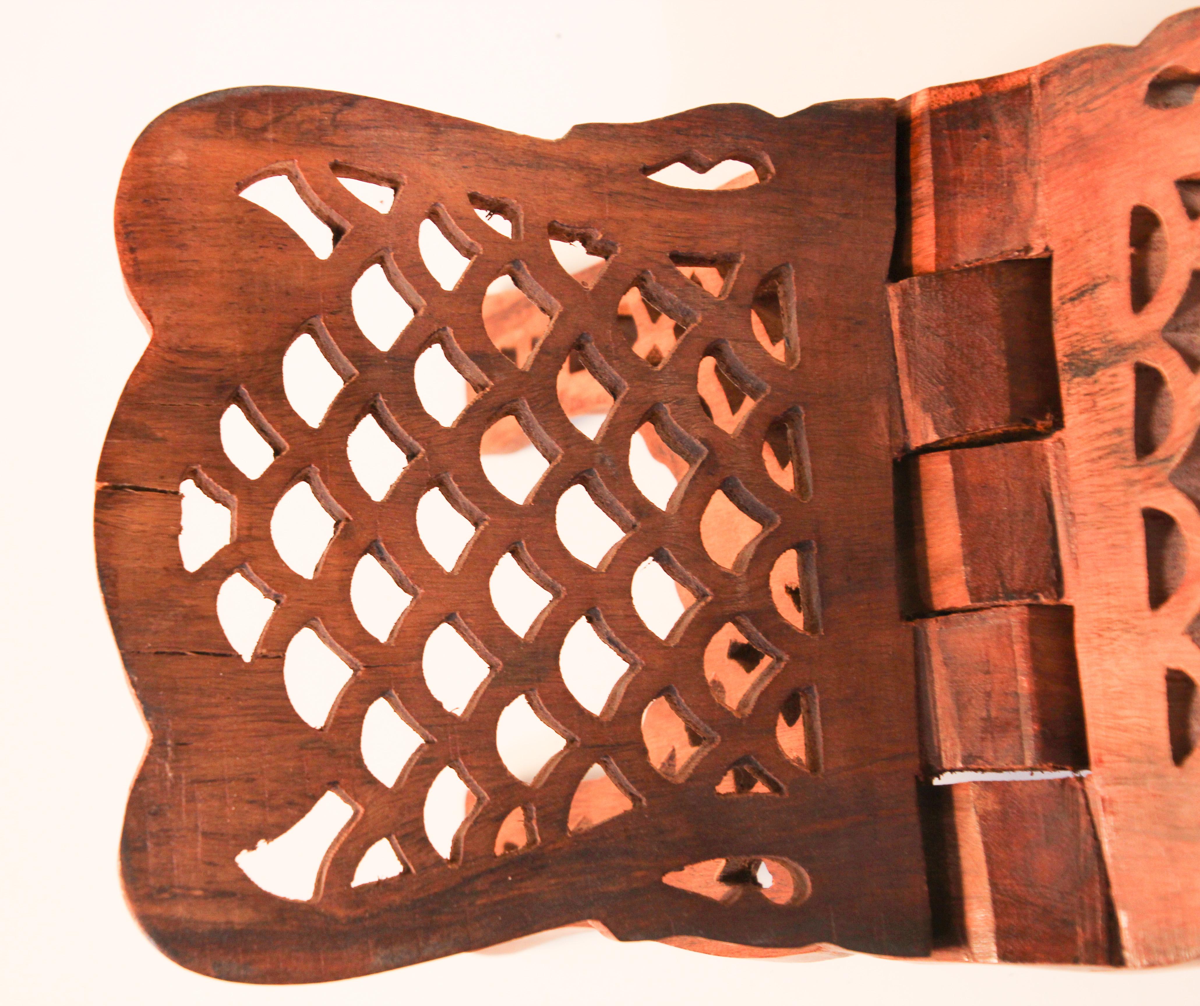 Folding Hand Carved Moroccan Wood Book Holder Display 5