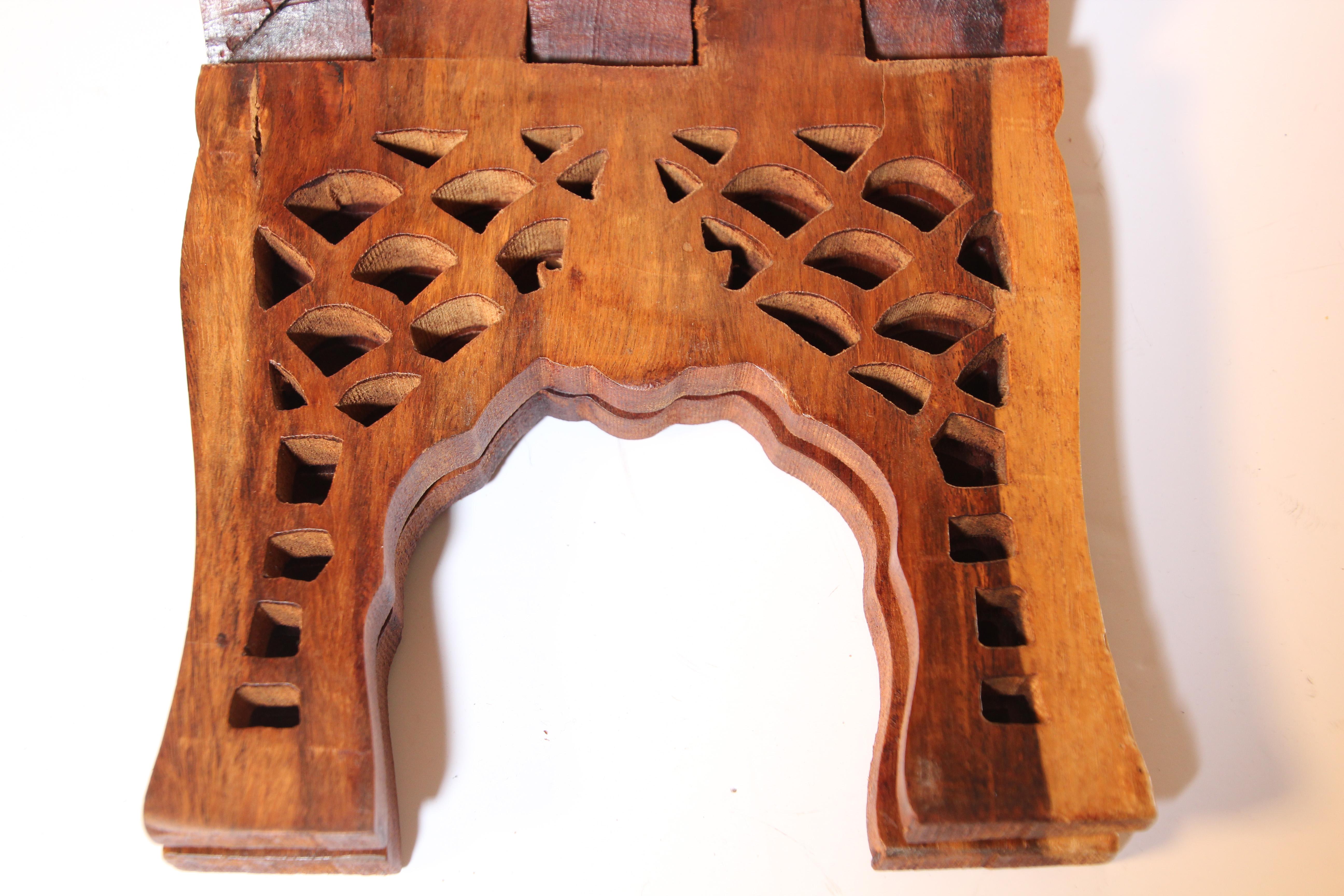 Hand-Carved Folding Hand Carved Moroccan Wood Book Holder Display