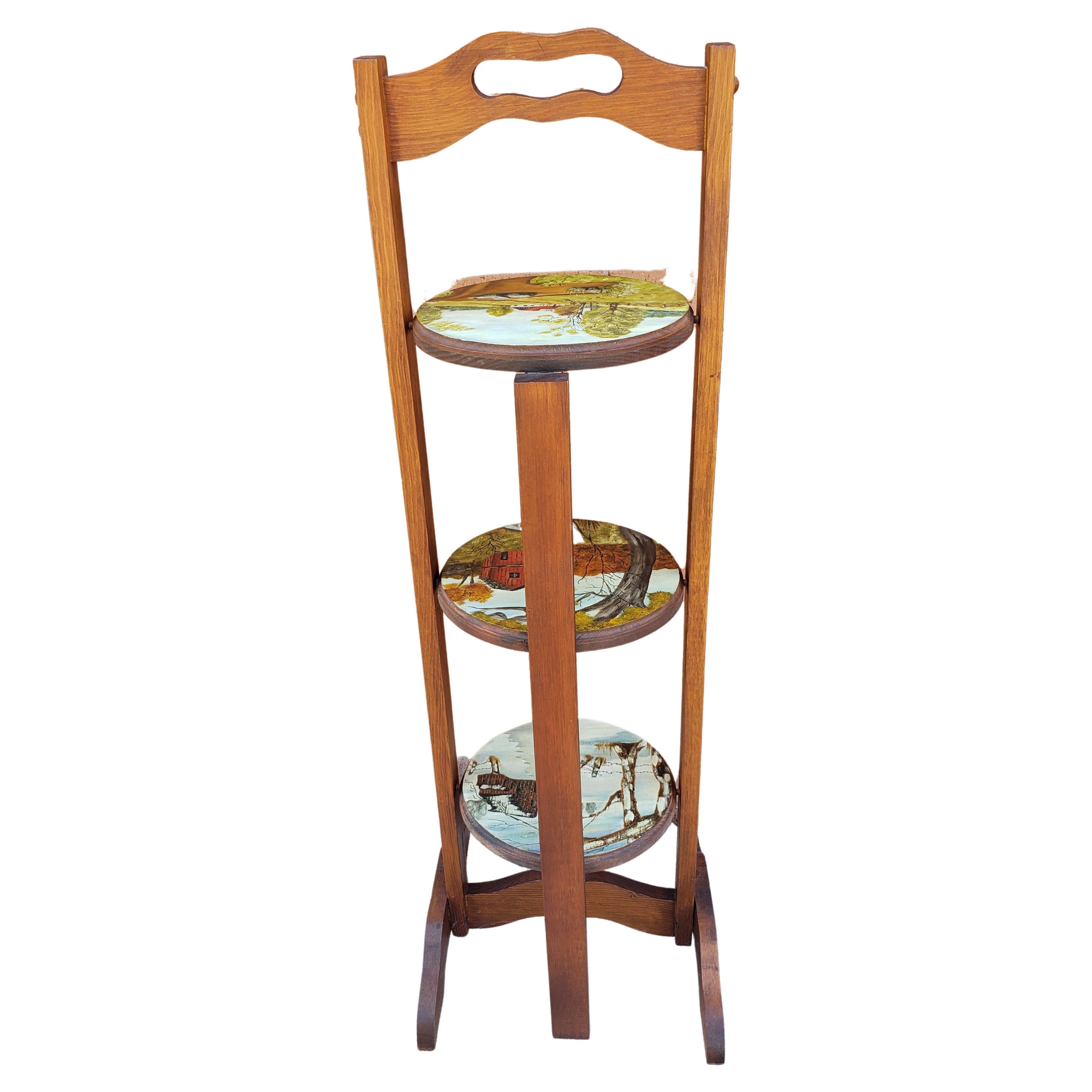 A beautiful three tier hand painted muffin stand. Measure 12.5