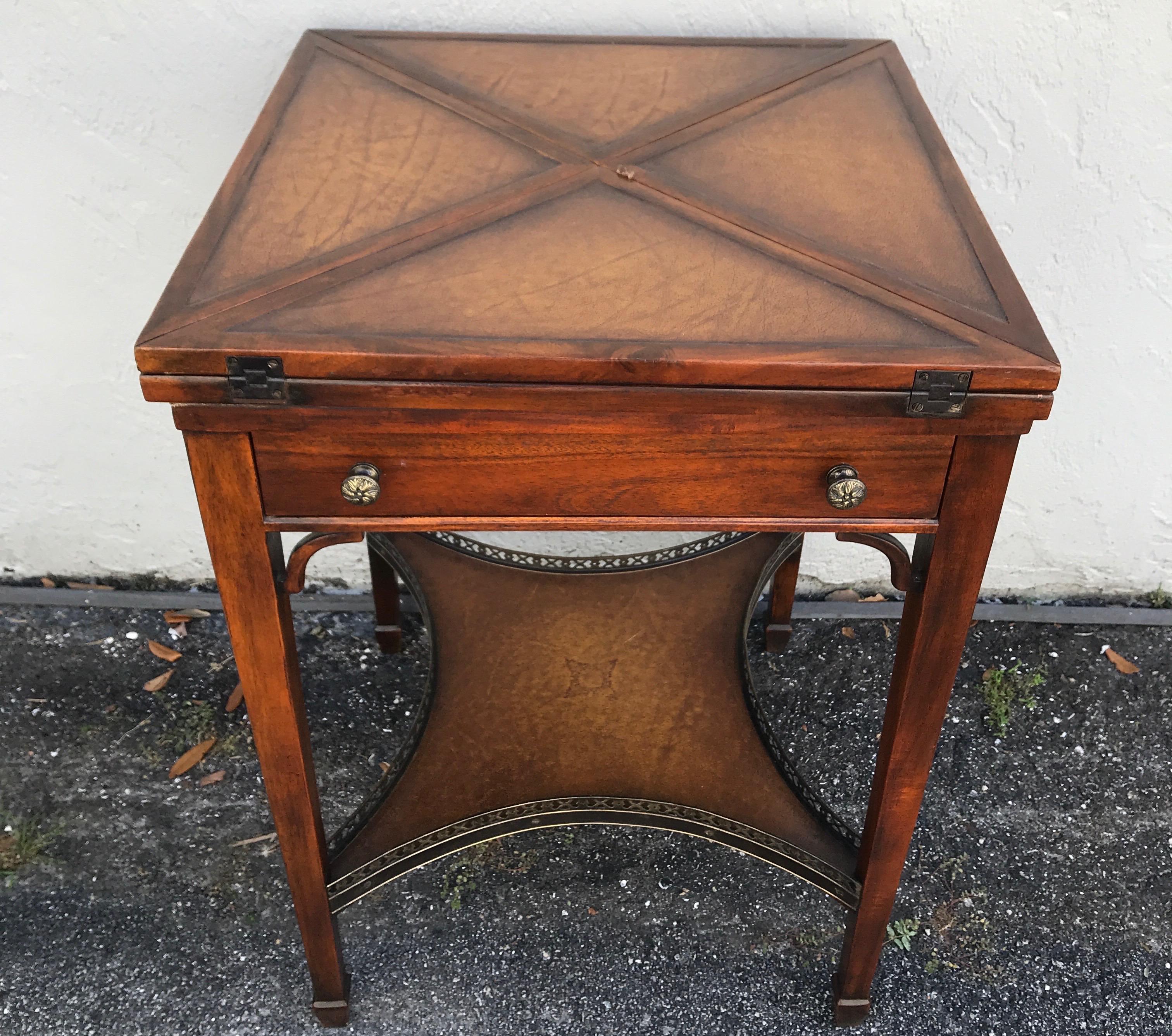 antique game table with folding top