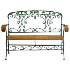 Folding Iron and Bamboo Bench – 1950s