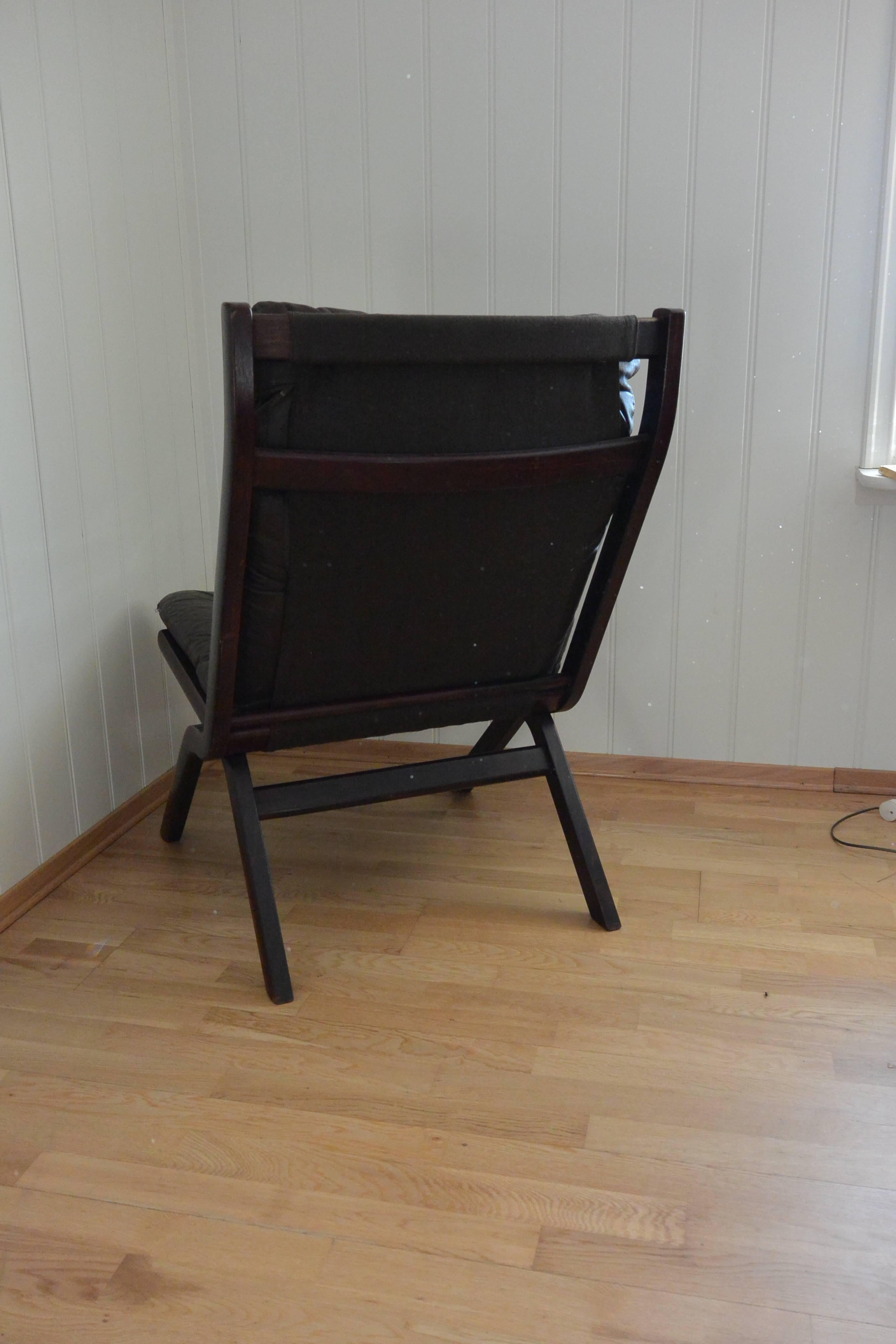 Late 20th Century Folding Leather Chair Erkones, Norway For Sale