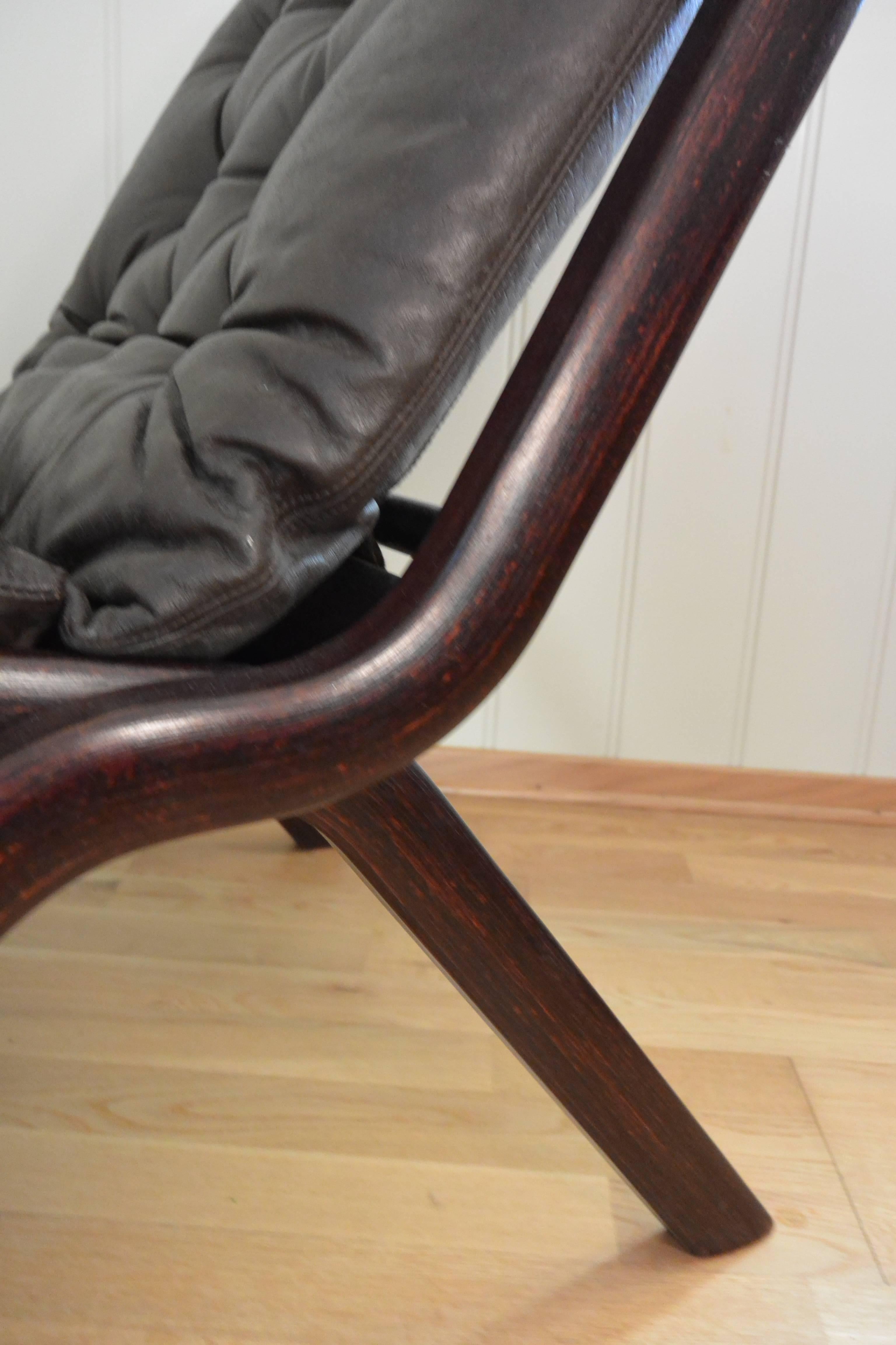 Folding Leather Chair Erkones, Norway For Sale 1