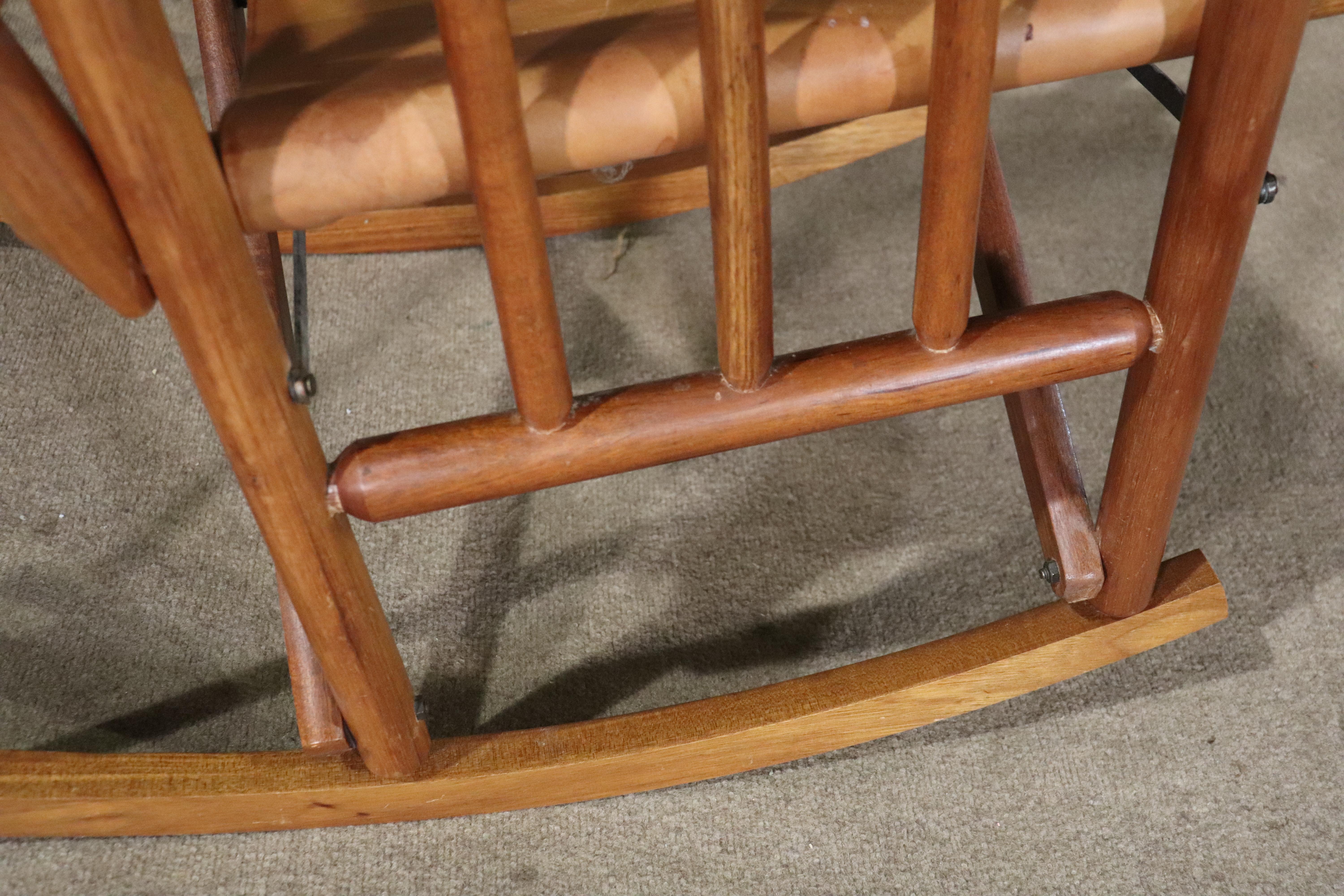 Folding Leather Strap Rocking Chair For Sale 5