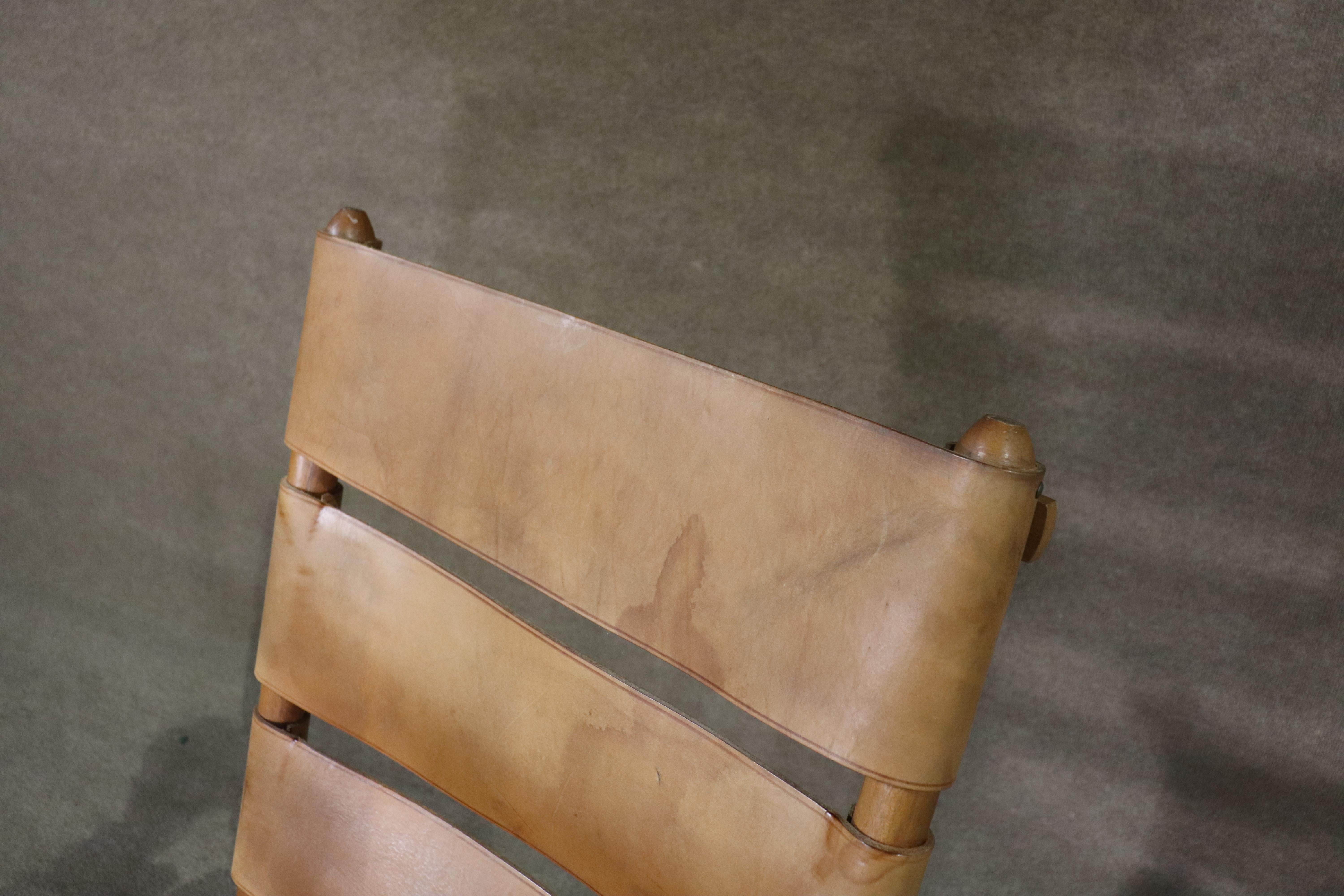 20th Century Folding Leather Strap Rocking Chair For Sale