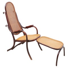 Folding Lounge Chair by Thonet with Adjustable Footstool 19th Century