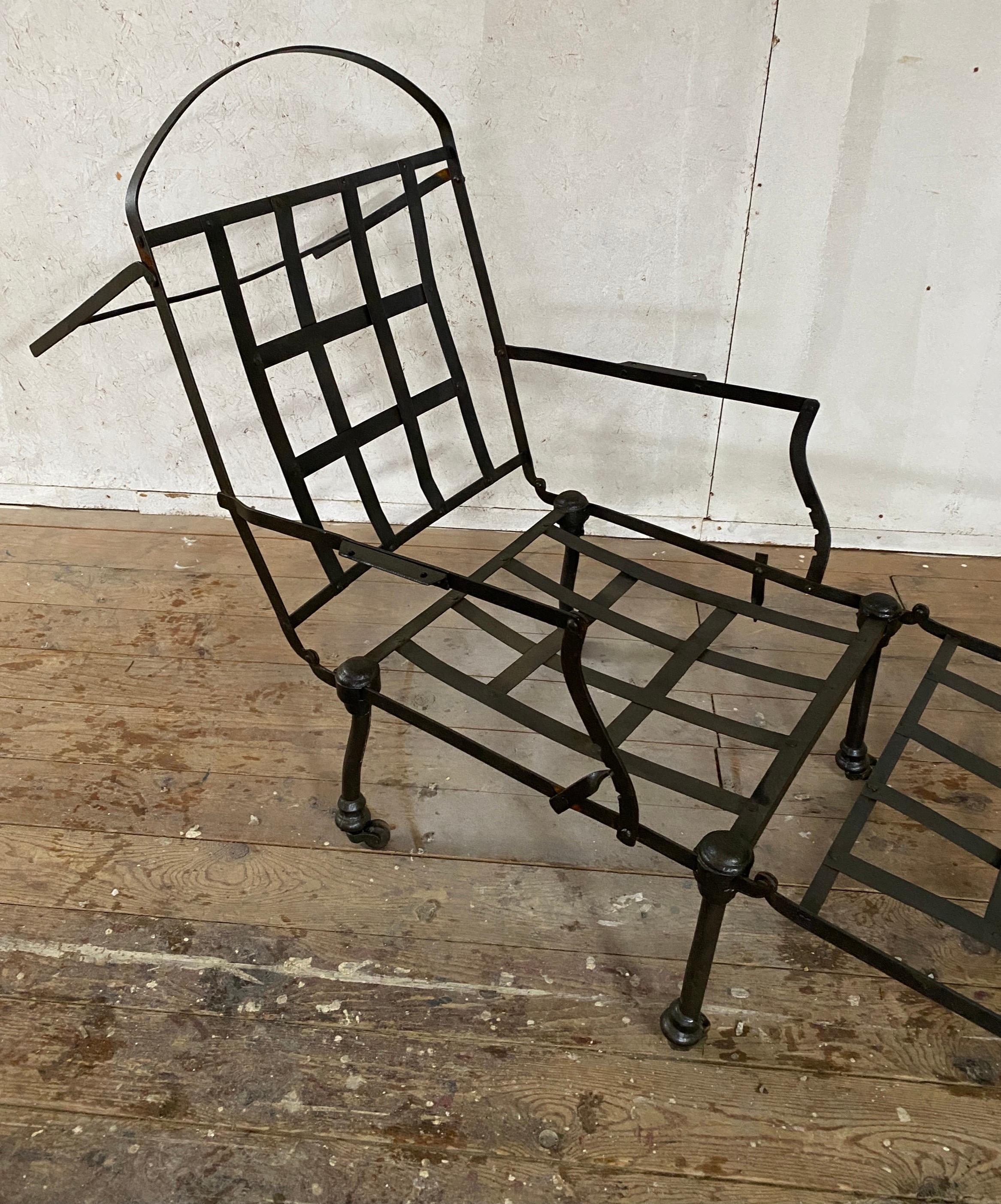 Chaise longue de jardín plegable de metal Hierro en venta