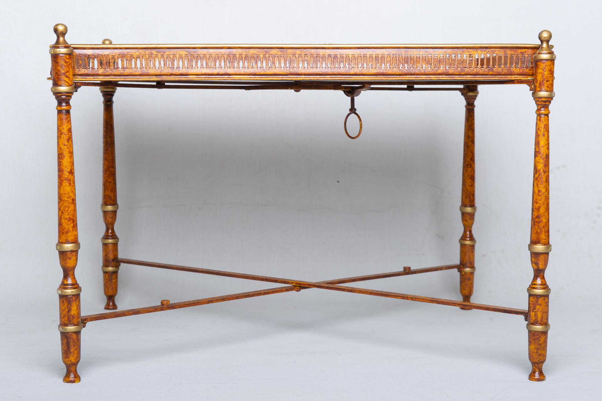 Classical Roman Metal Side Italian Table With Tray For Sale