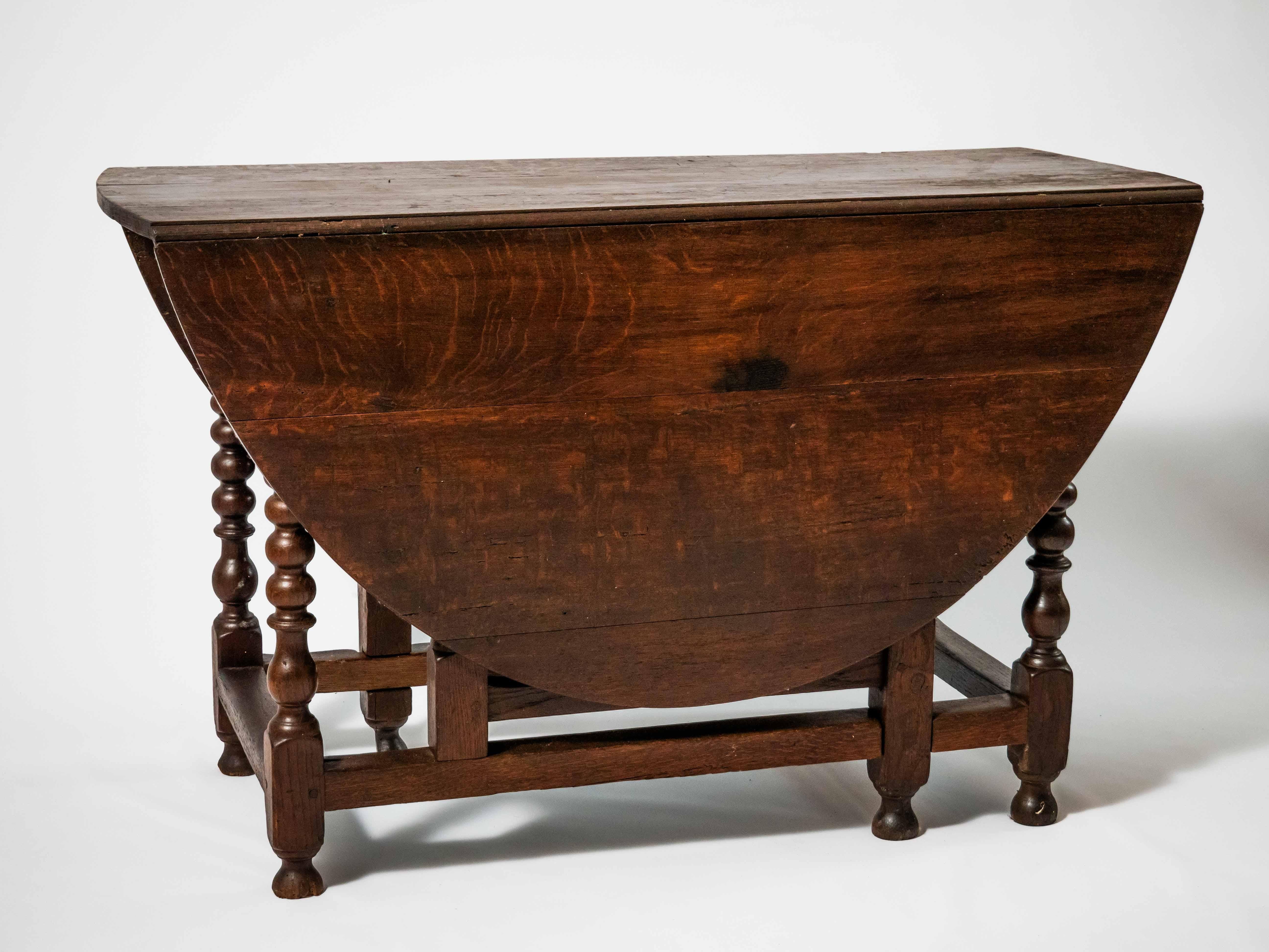 Belgian Folding oak Gate Leg Table with drawer For Sale