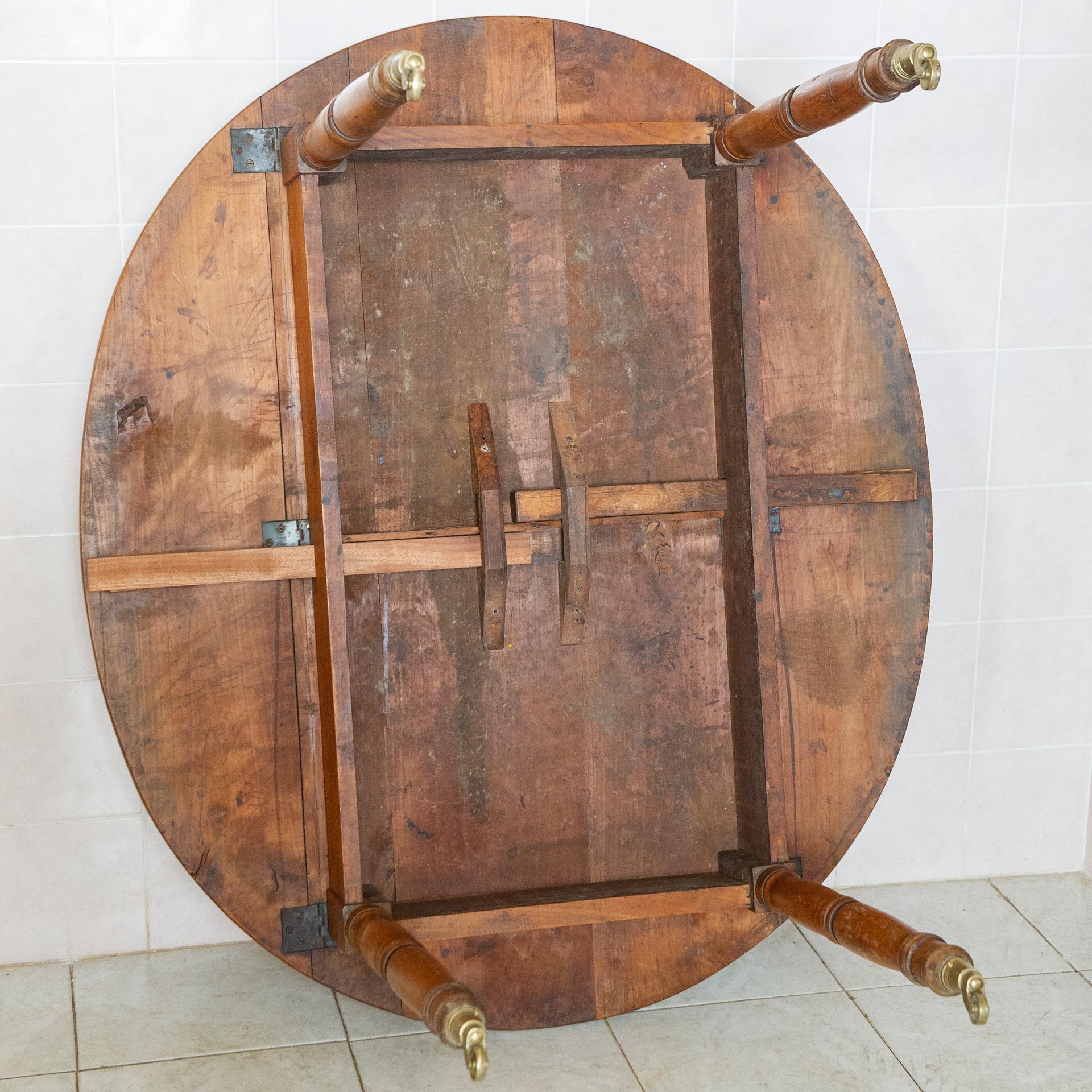 Louis Philippe Folding Oval Walnut Table with Wheels