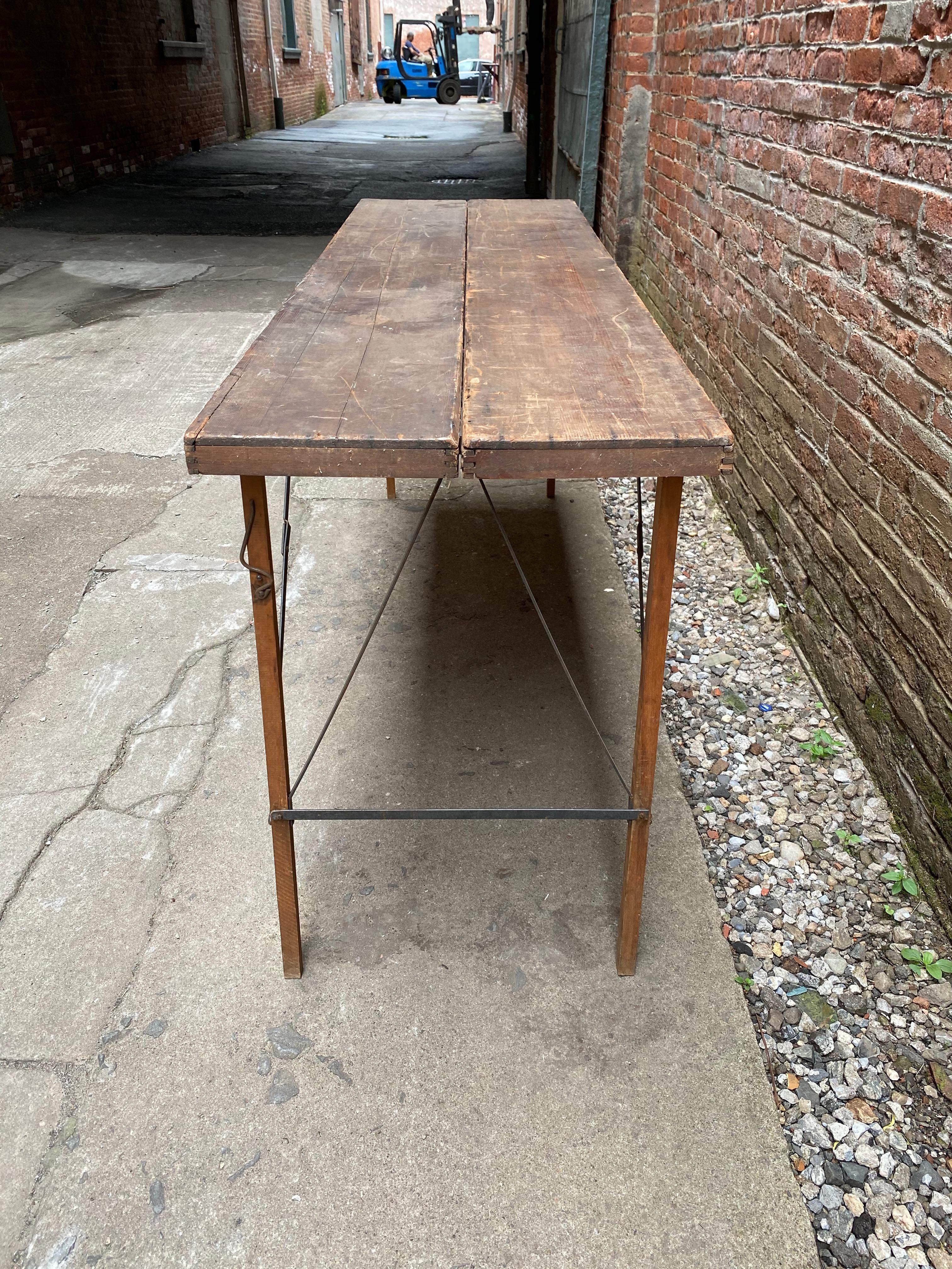 Folding Paper Hanger Table, 1920s In Distressed Condition In Garnerville, NY