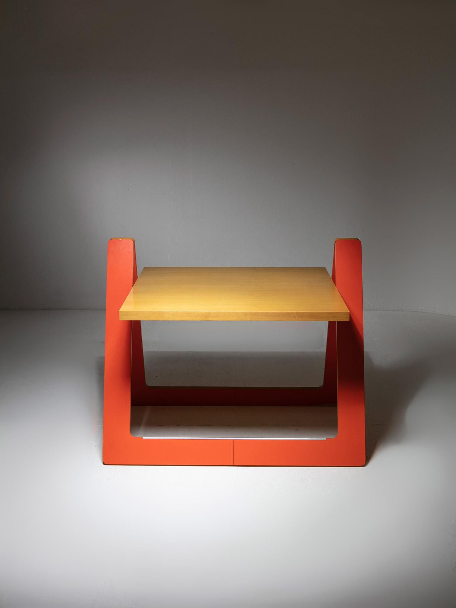 Late 20th Century Folding Red Laminate Plywood Desk by Pamio and Toso for Stilwood, Italy, 1970s For Sale