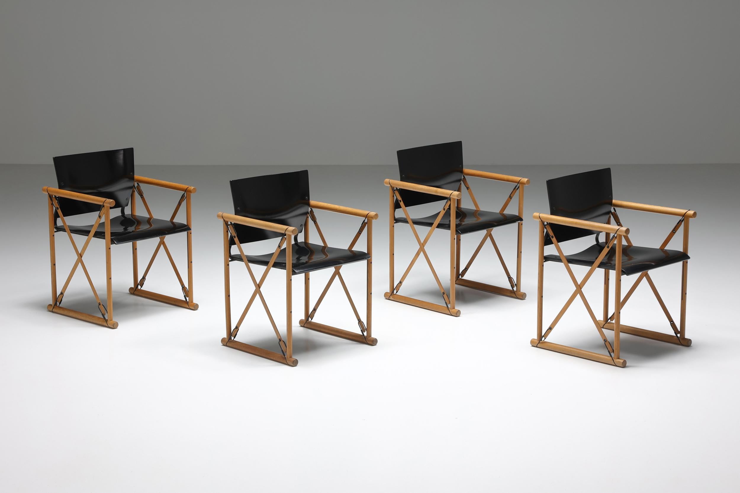 Mid-Century Modern Folding Safari Chairs by Van Praet, Inspired by Mogens Koch, 1950's