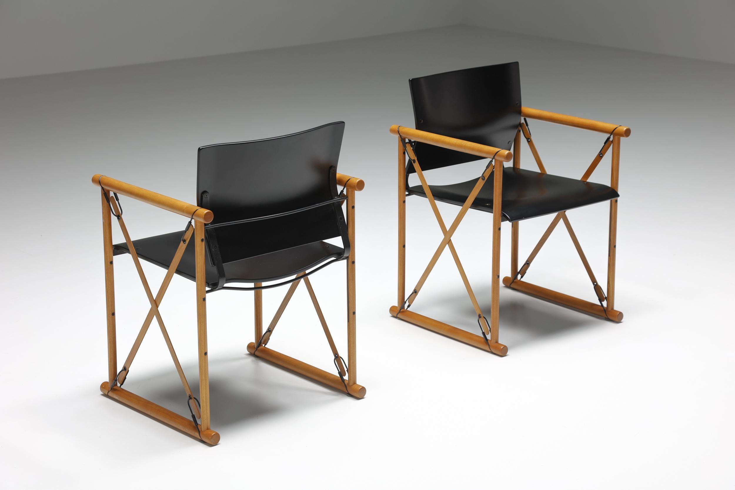 Mid-20th Century Folding Safari Chairs by Van Praet, Inspired by Mogens Koch, 1950's