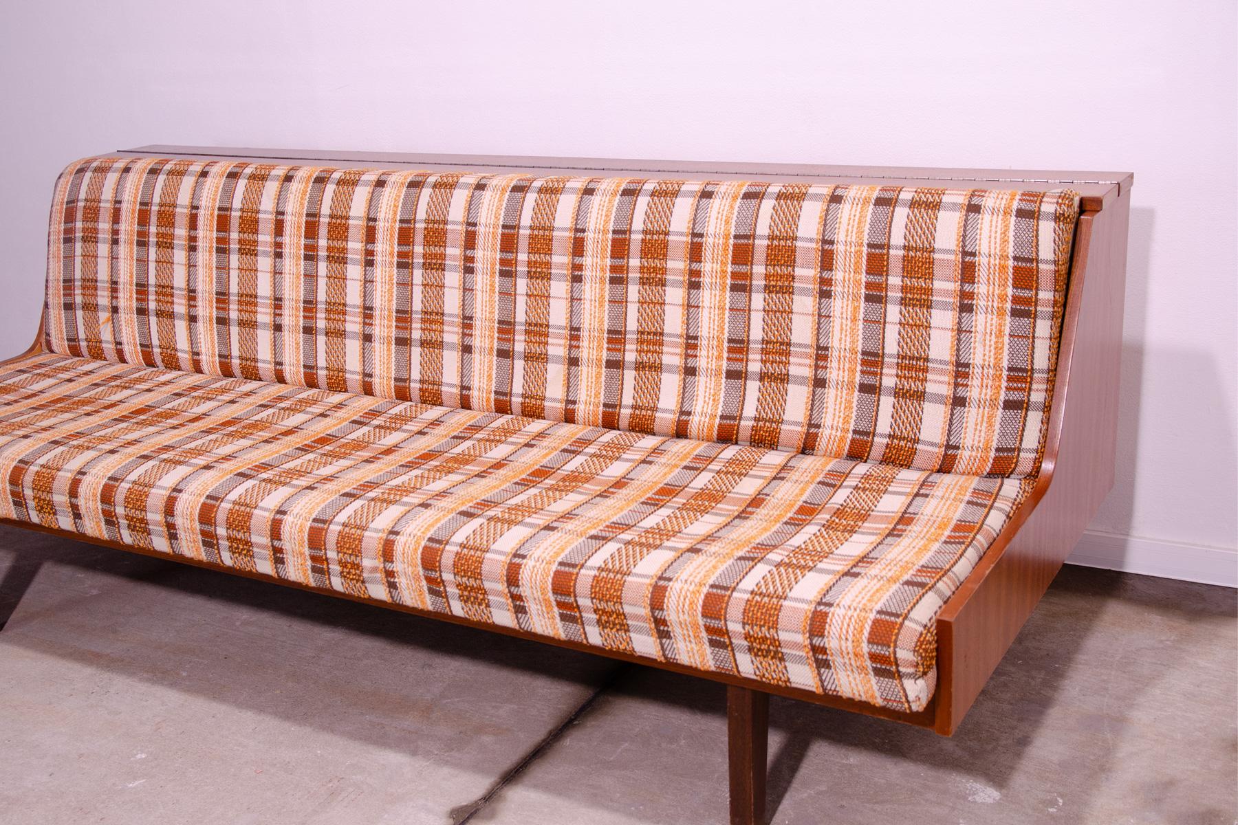 Fabric Folding Scandinavian style Sofabed, 1970s, Czechoslovakia For Sale