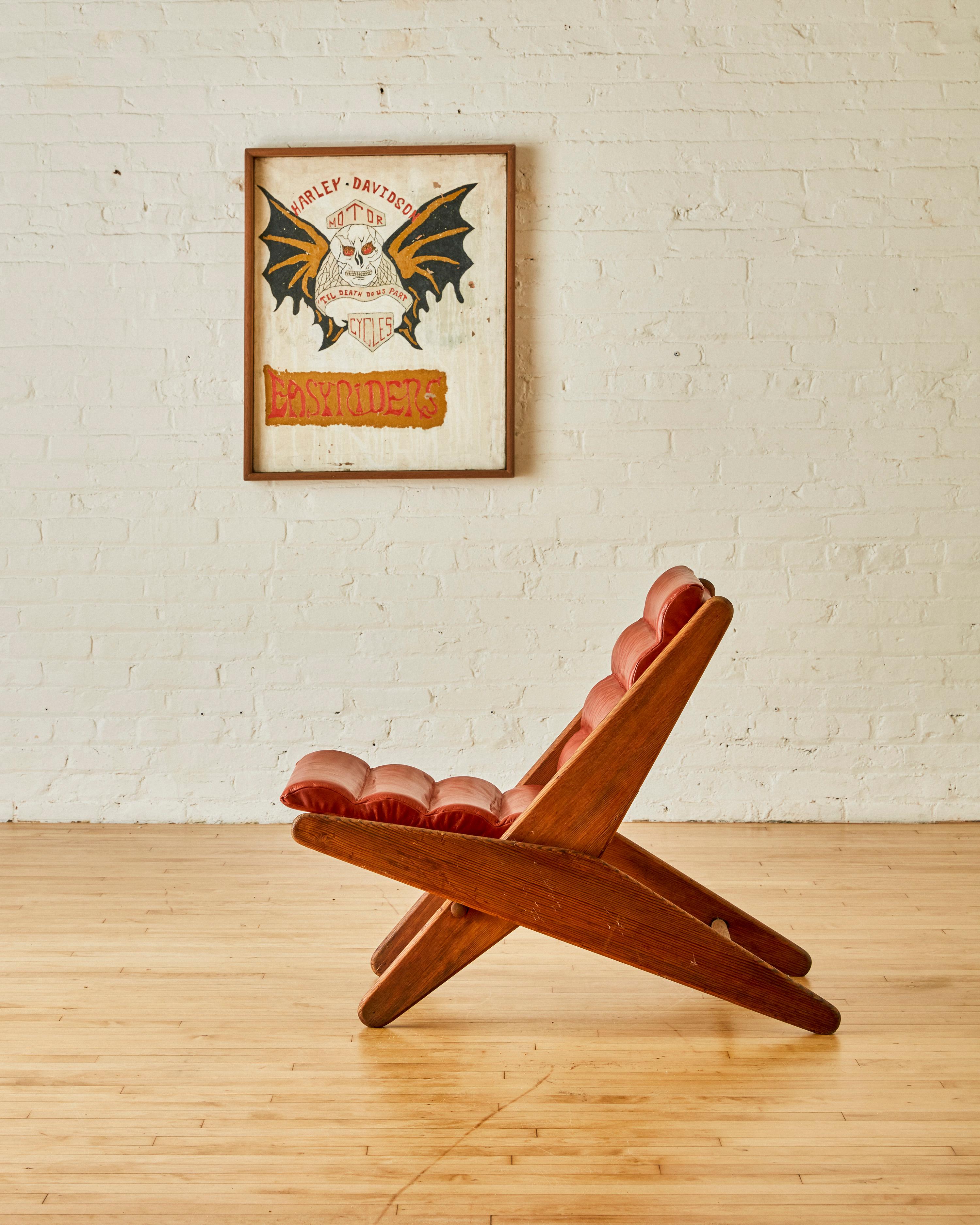 Mid-Century Modern Folding Scissor Chair by Ficks Reed C. 1950