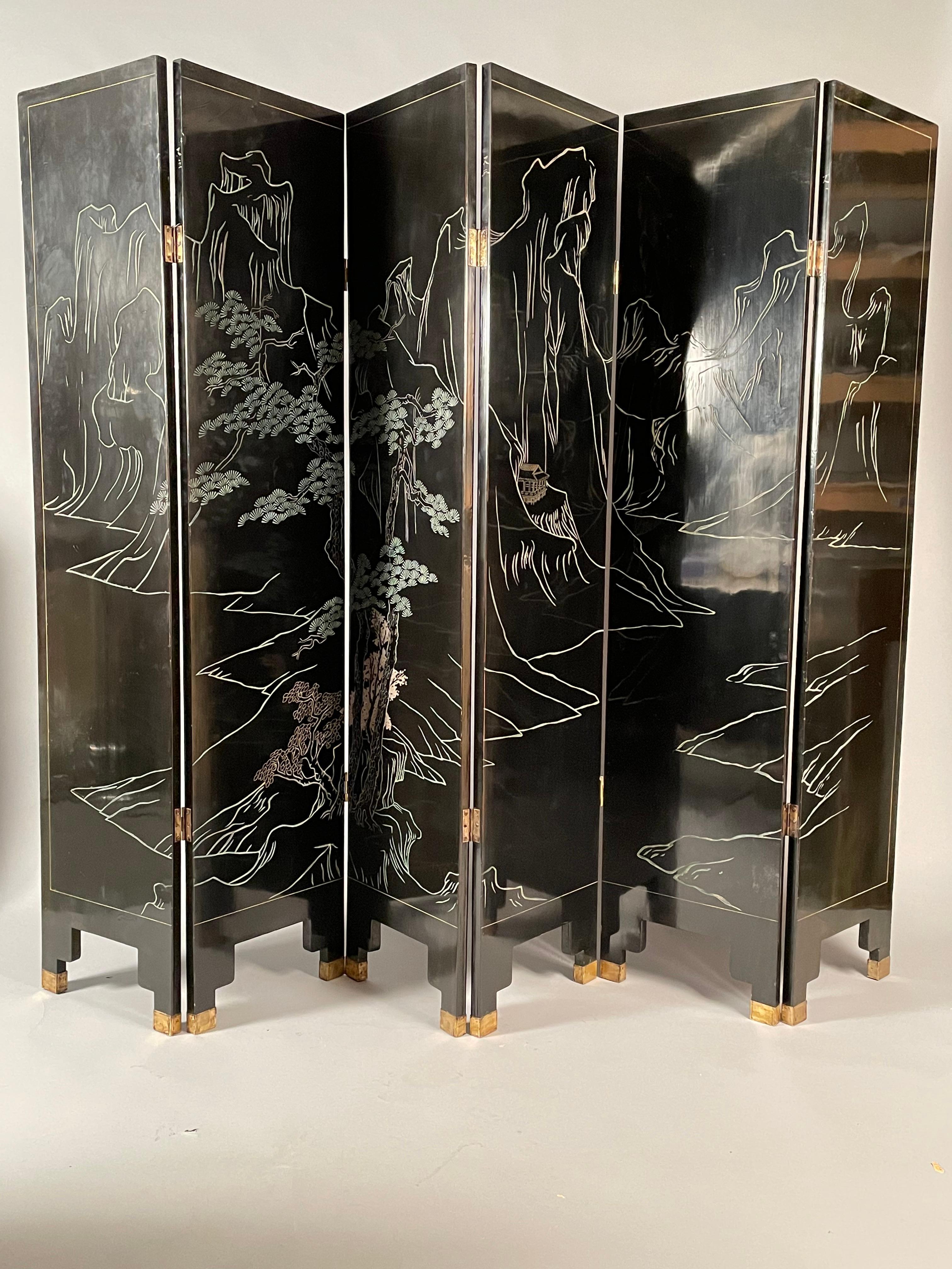 Lacquered Folding Screen For Sale