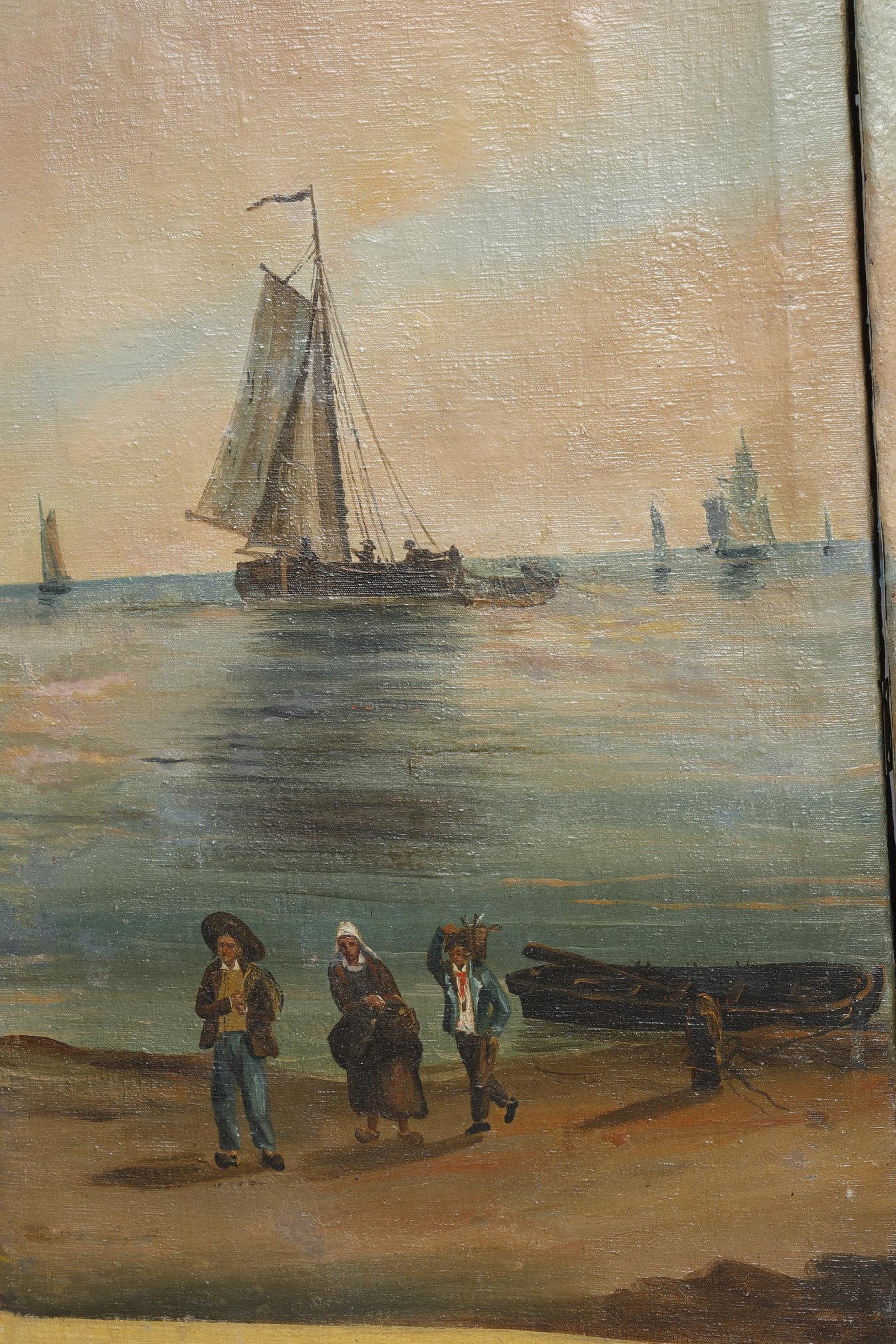 Biombo en lienzo pintado, obra francesa, 1830 en venta 6