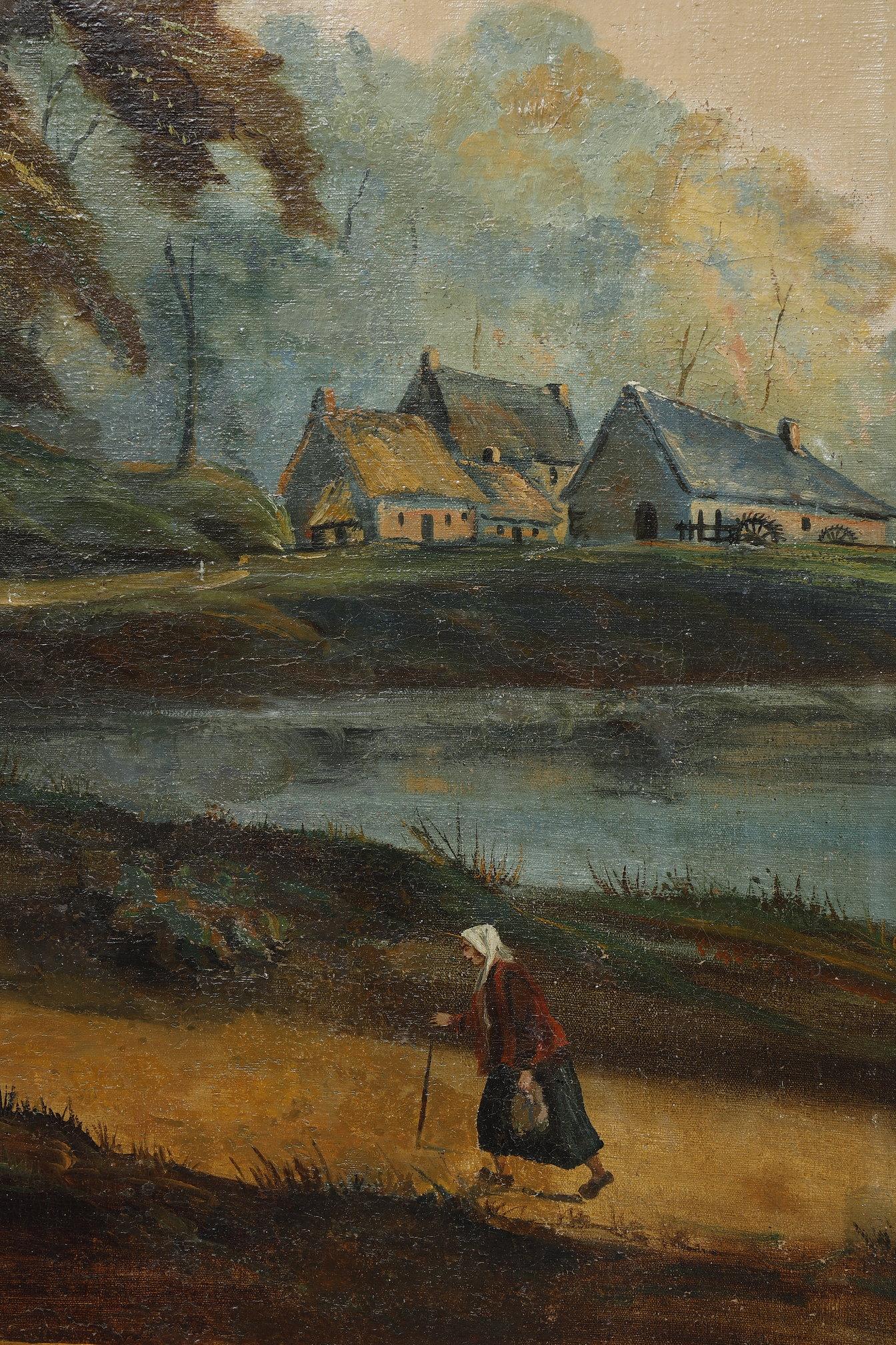 Biombo en lienzo pintado, obra francesa, 1830 en venta 8