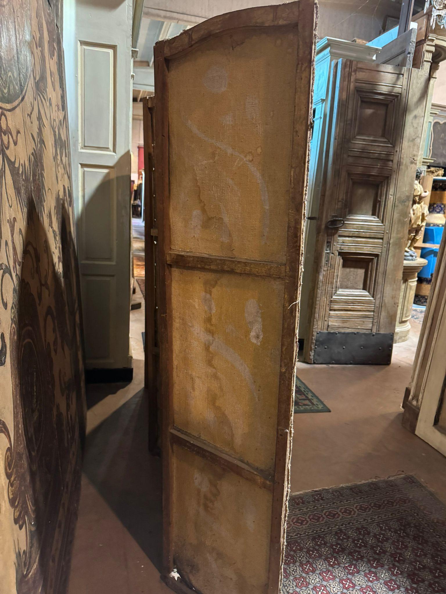 Folding screen on canvas painted with rich floral and leafy decorations, Italy For Sale 3