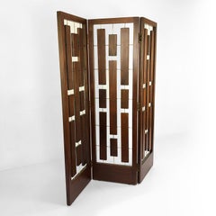 Raumteiler aus massivem Mahagoni mit klappbarem Paravent
