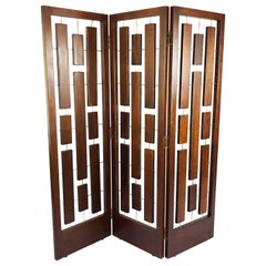 Folding Screen Room Divider in Solid Mahogany