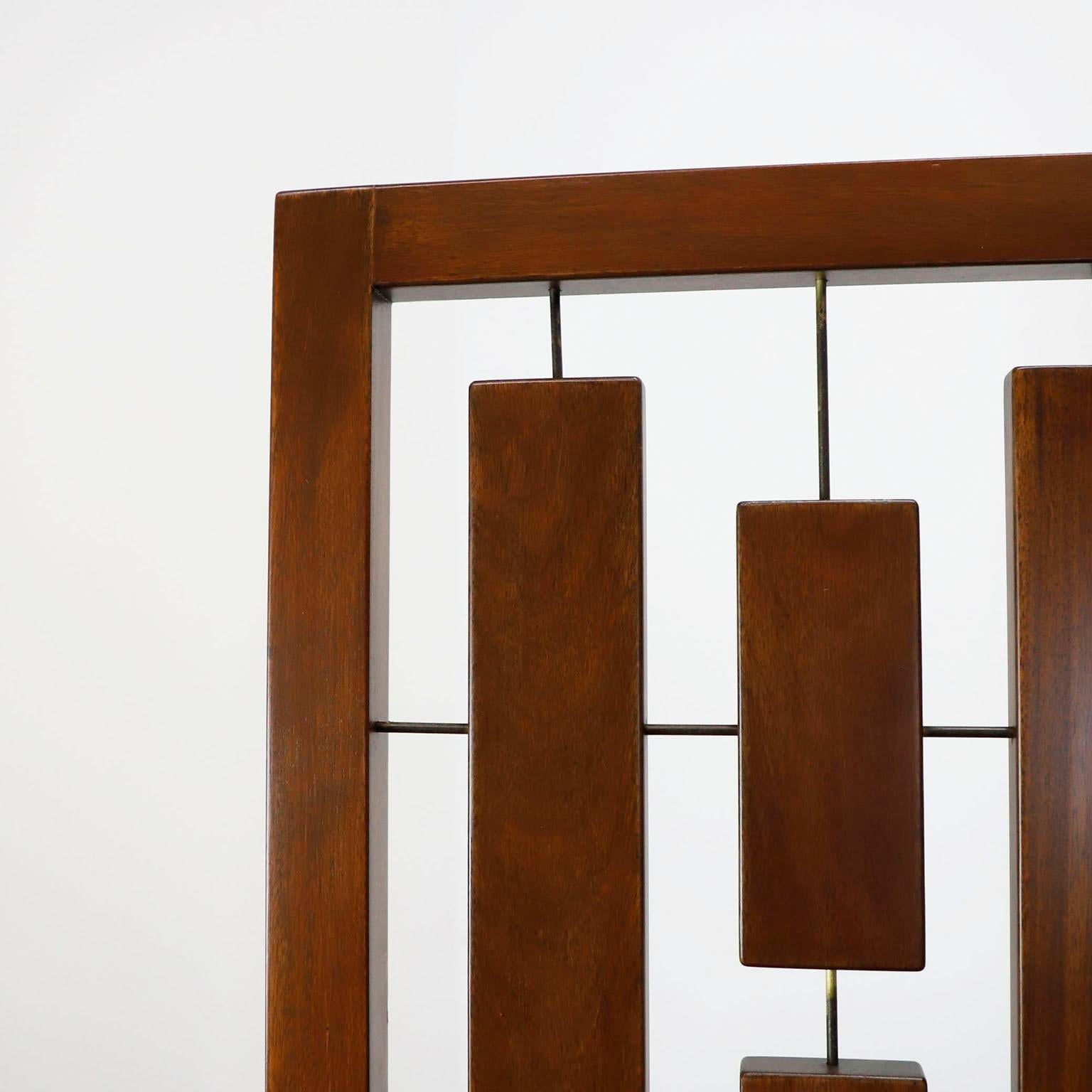Mid-Century Modern Folding Screen Room Divider in Solid Wood For Sale